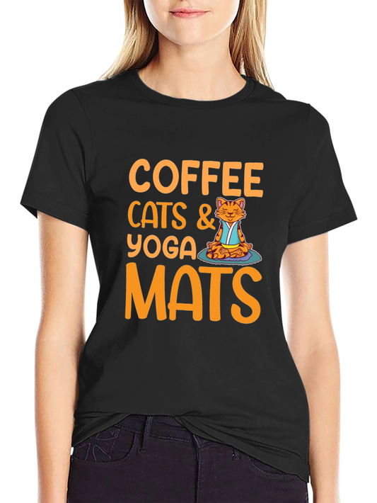 Coffee Cats Yoga Mats Graphic T-Shirt