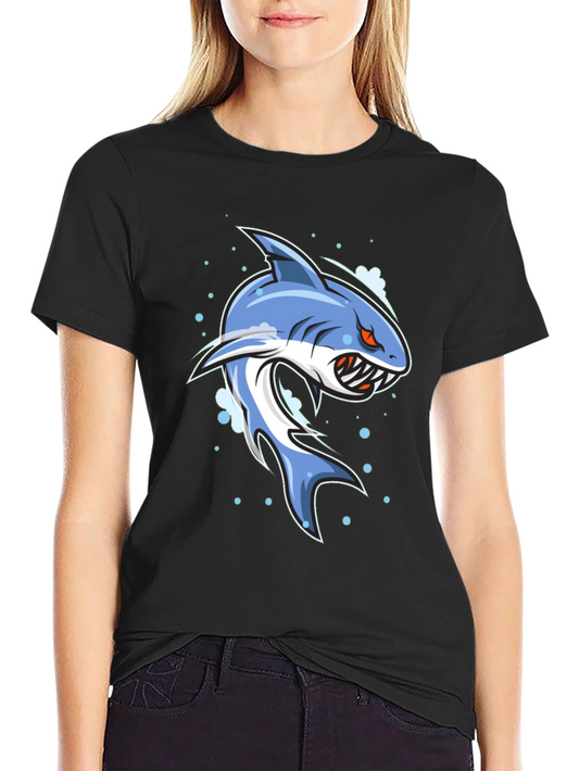 Shark Graphic Print Black T-Shirt for Men