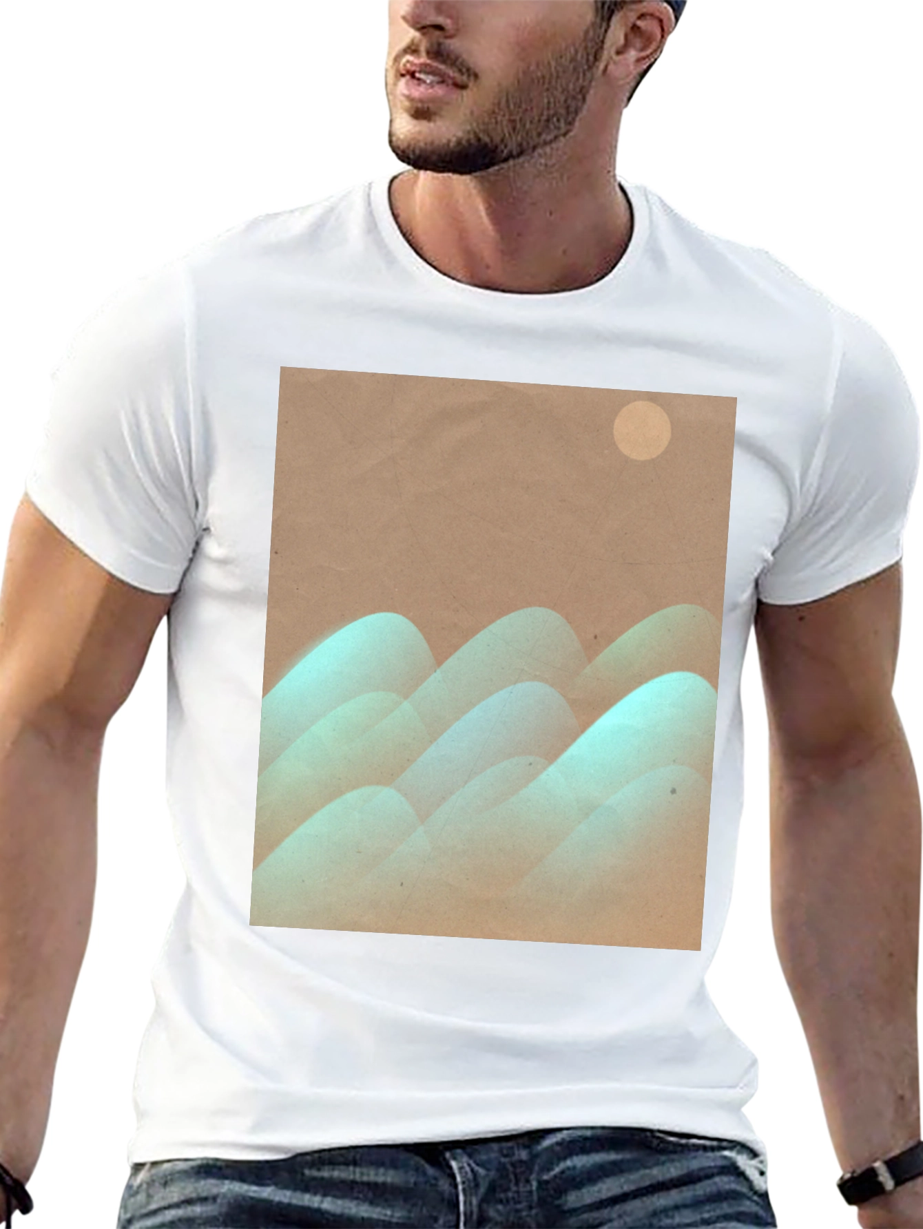 Abstract Mountain Graphic Tee - Stylish Black T-Shirt