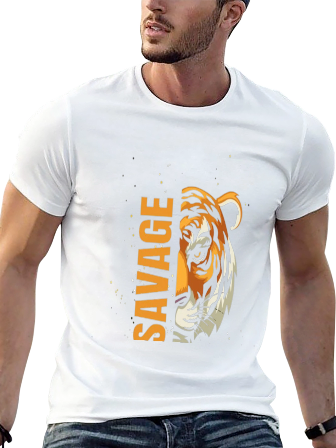 Savage Tiger Graphic Print Tee