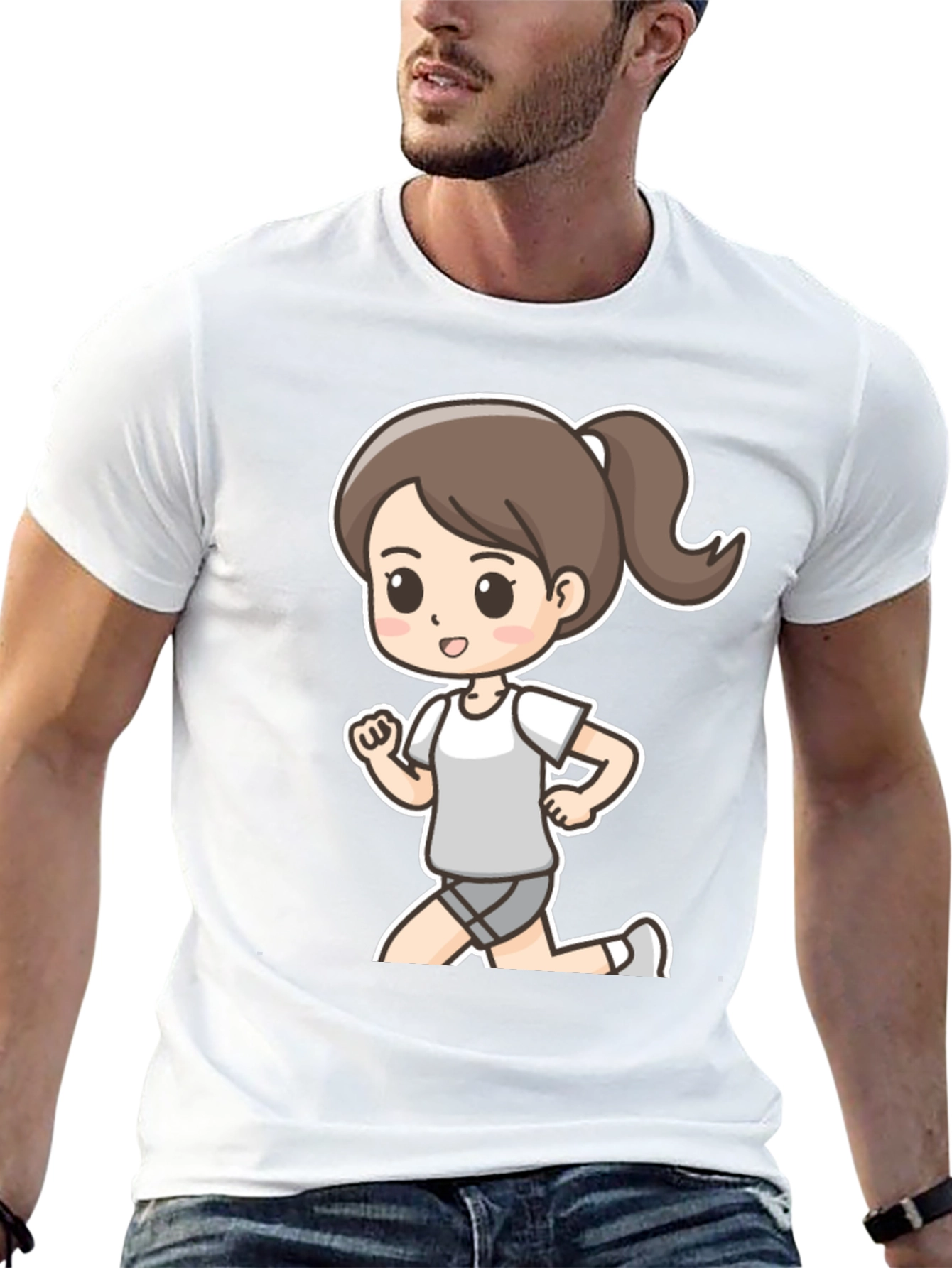 Cartoon Runner T-Shirt - Black Graphic Tee
