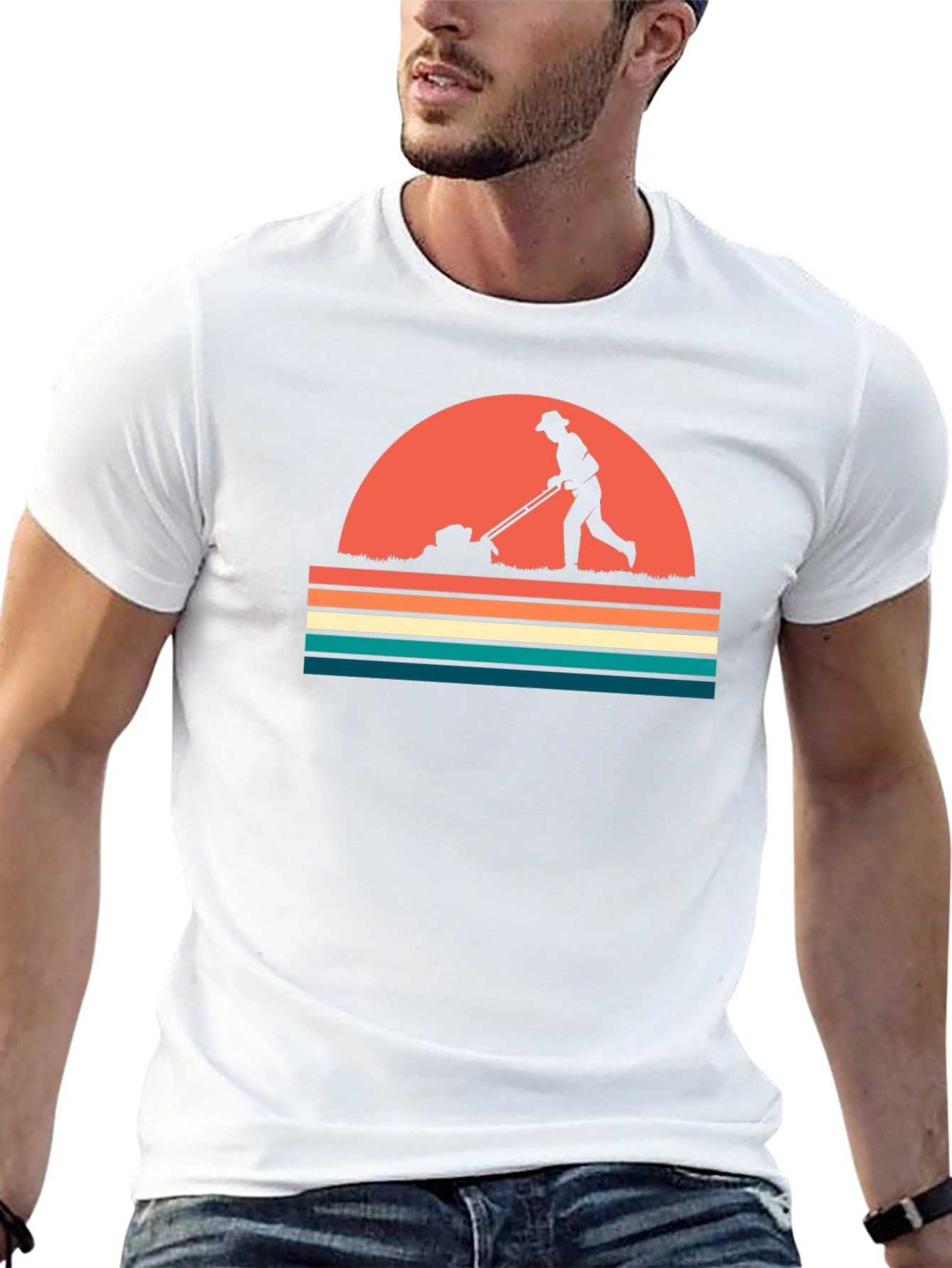 Retro Lawn Mowing T-Shirt - Black