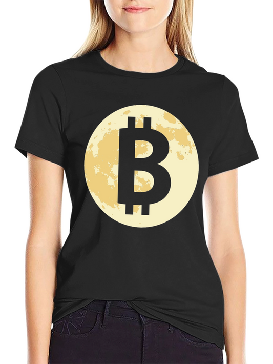 Bitcoin Moon Black T-Shirt Cryptocurrency BTC Crypto
