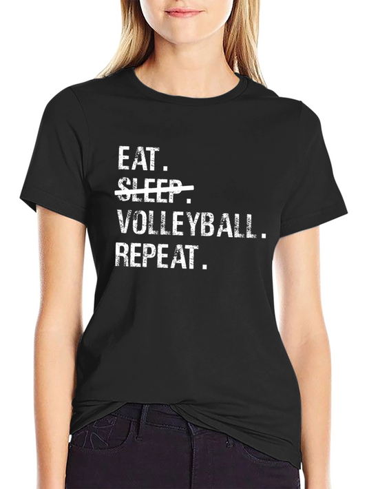 Eat Volleyball Repeat Black T-Shirt