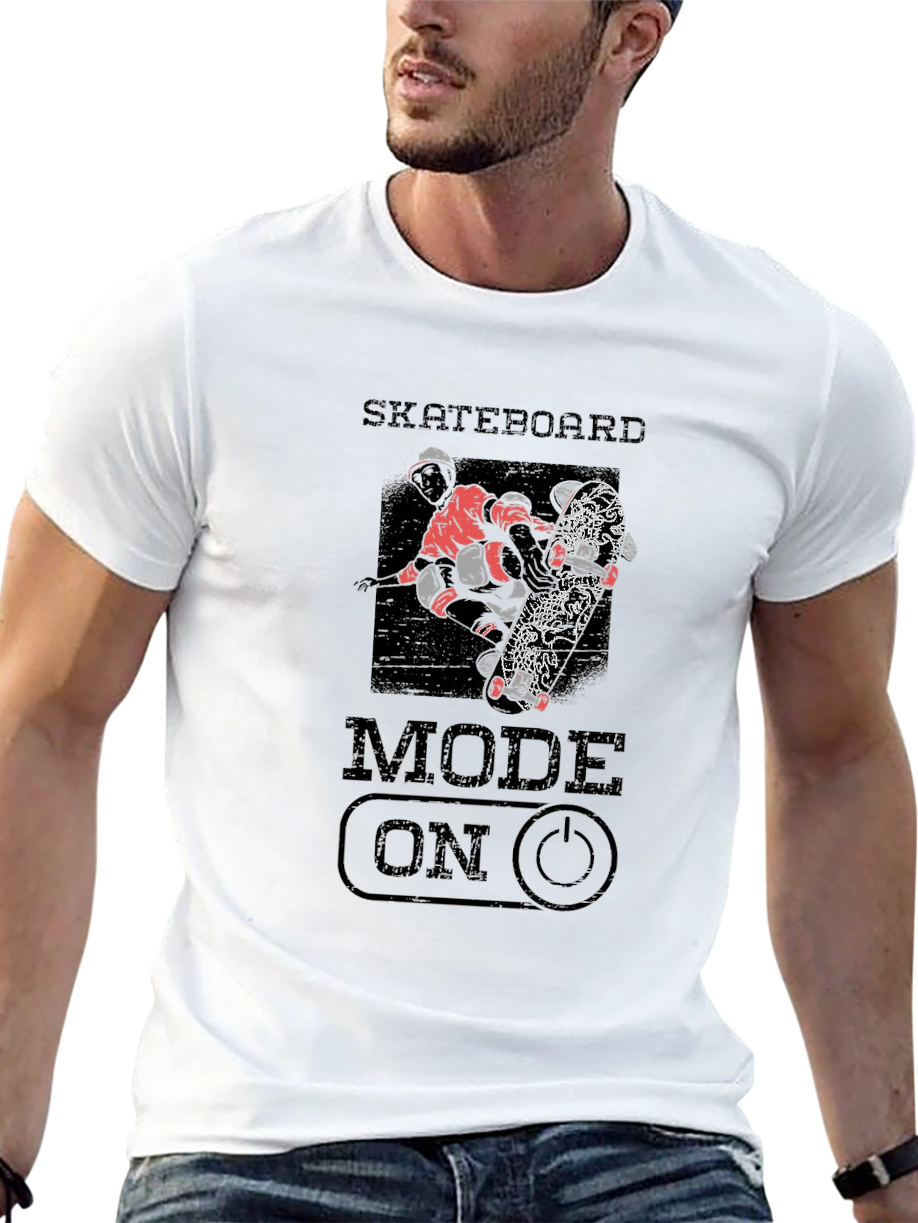 Skateboard Mode On Graphic Tee - Black