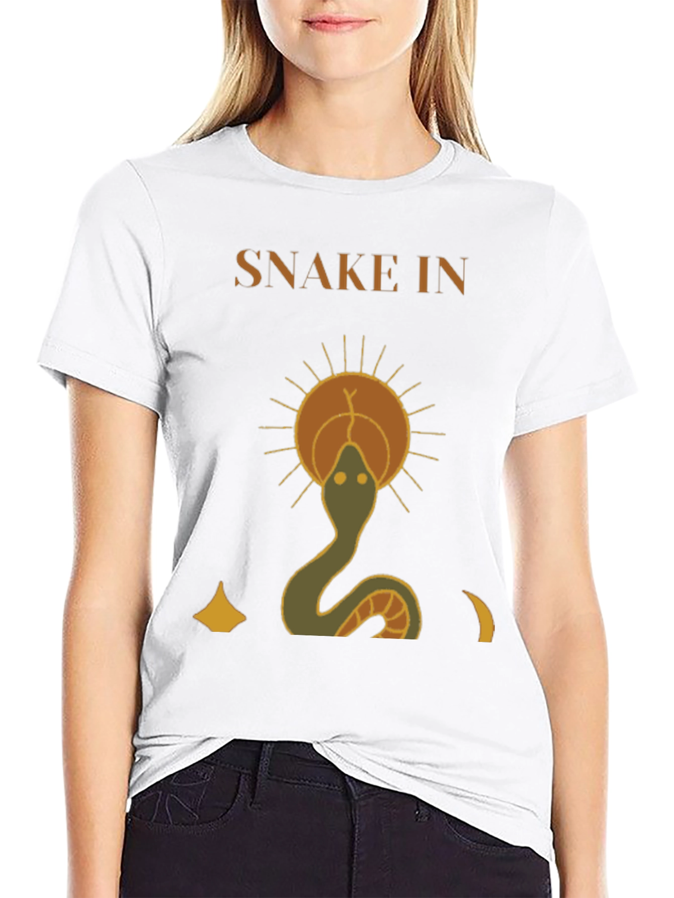 Snake In The Sun Graphic Tee - Mystical Design