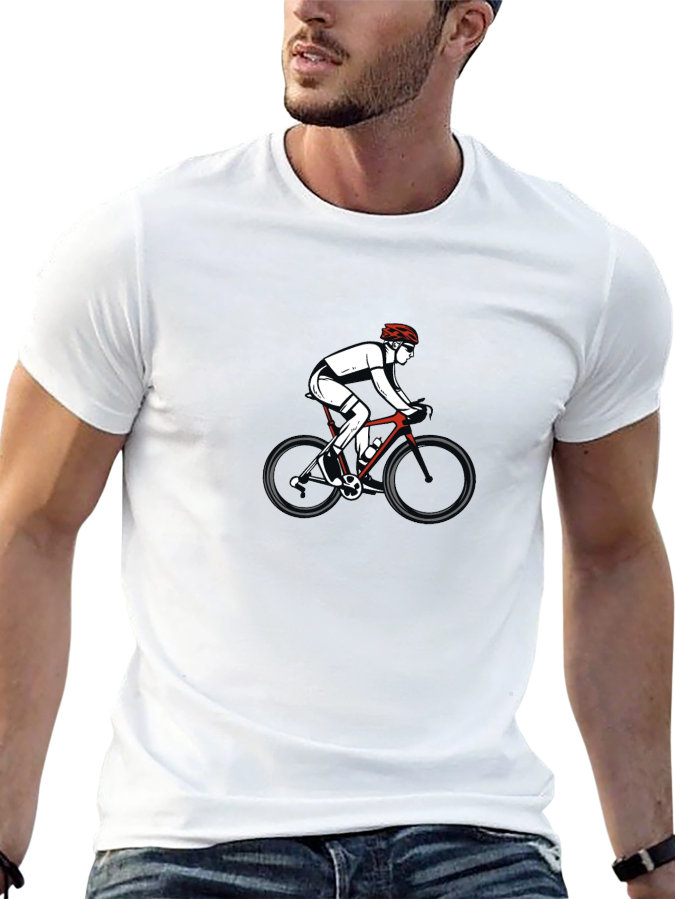 Mens Black Graphic T-Shirt - Cycling Design