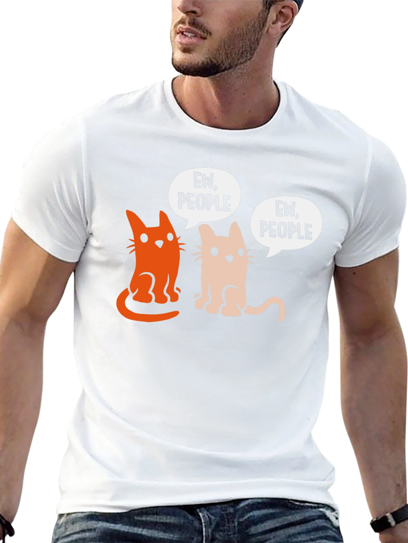Ew People Cat Graphic Tee - Unisex Black T-Shirt