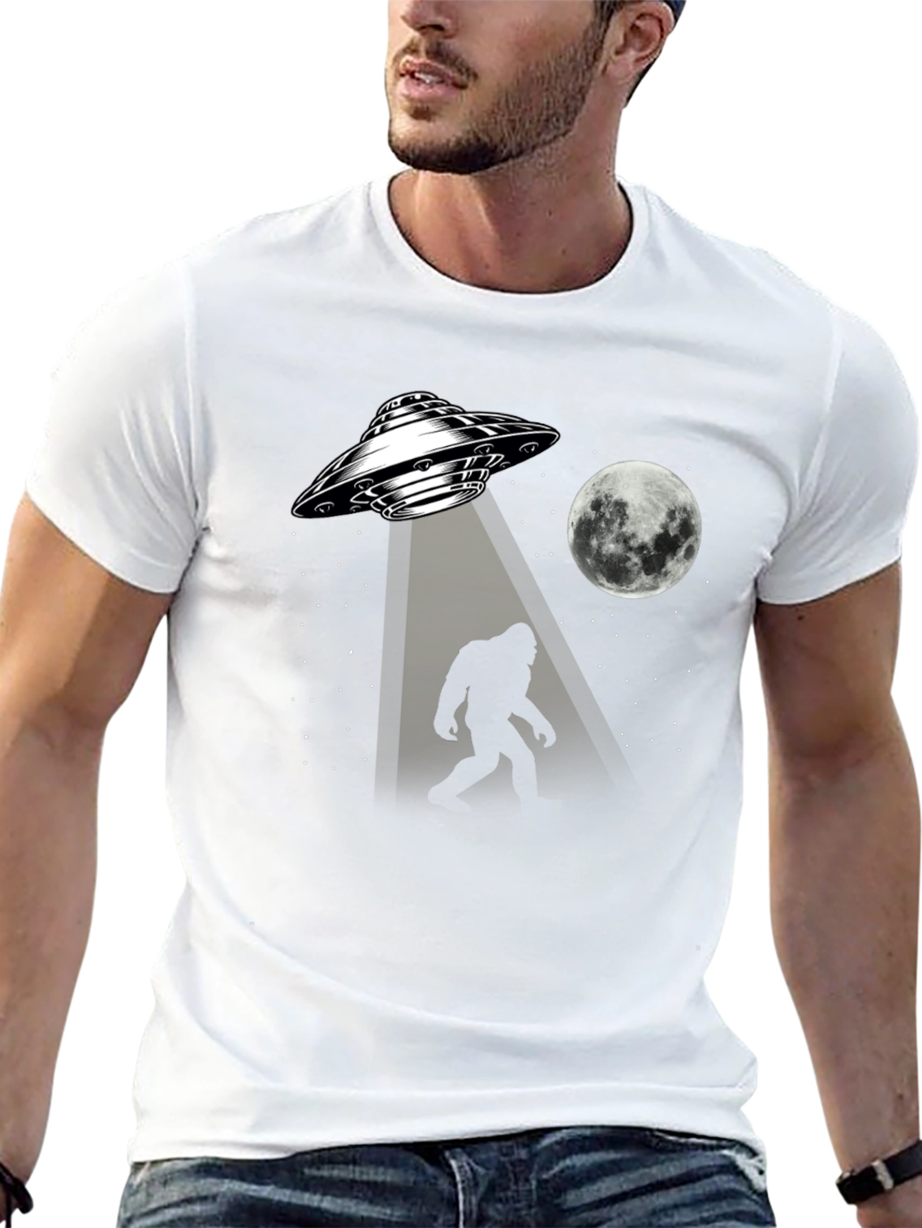 Bigfoot Abduction Black T-Shirt