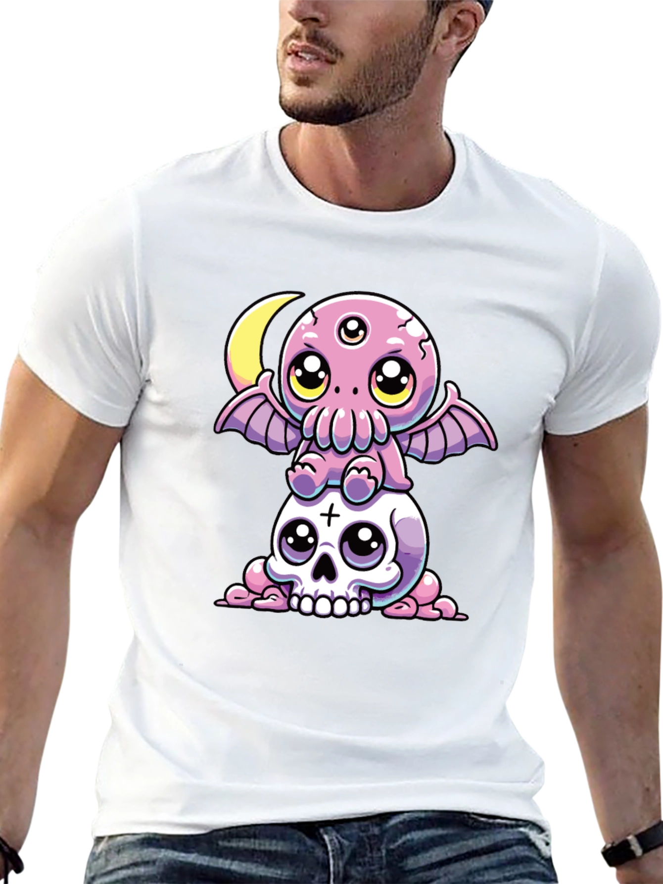 Cthulhu & Skull Graphic Tee - Black
