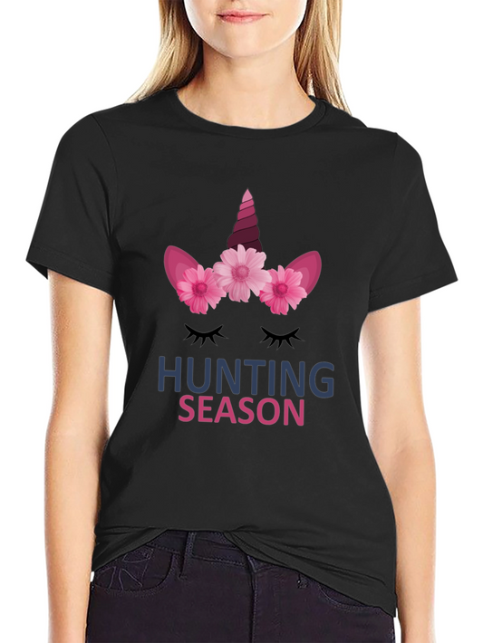 Unicorn Hunting Season Graphic Tee - Black