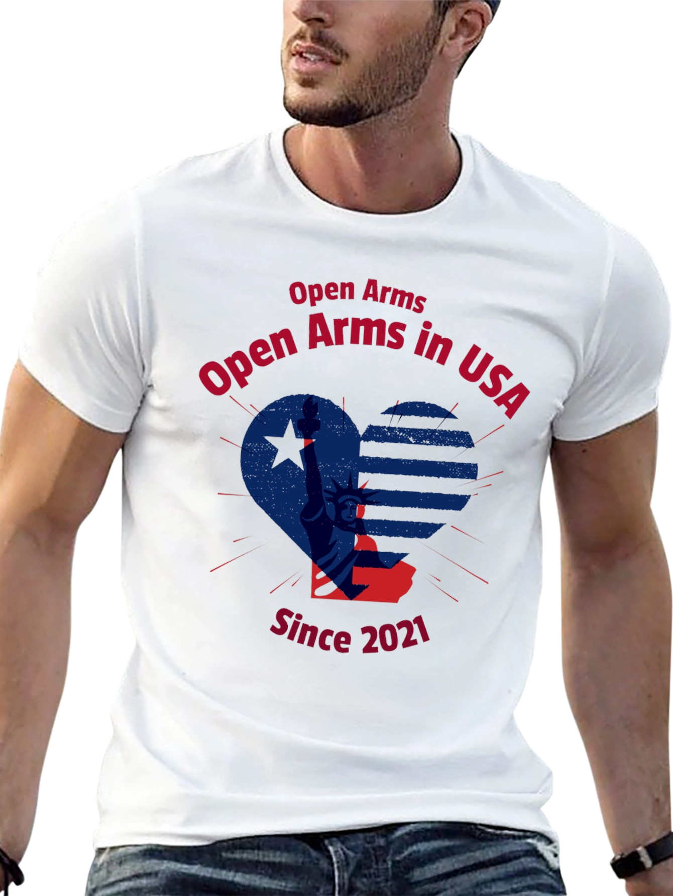 Open Arms in USA Patriotic Graphic T-Shirt