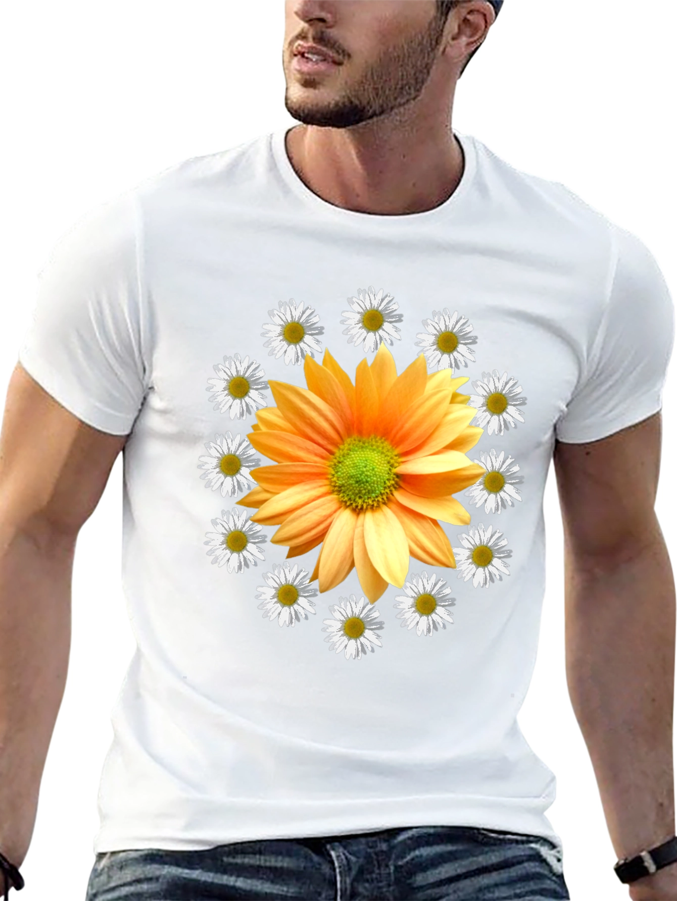 Floral Graphic Tee - Bold Sunflower Design