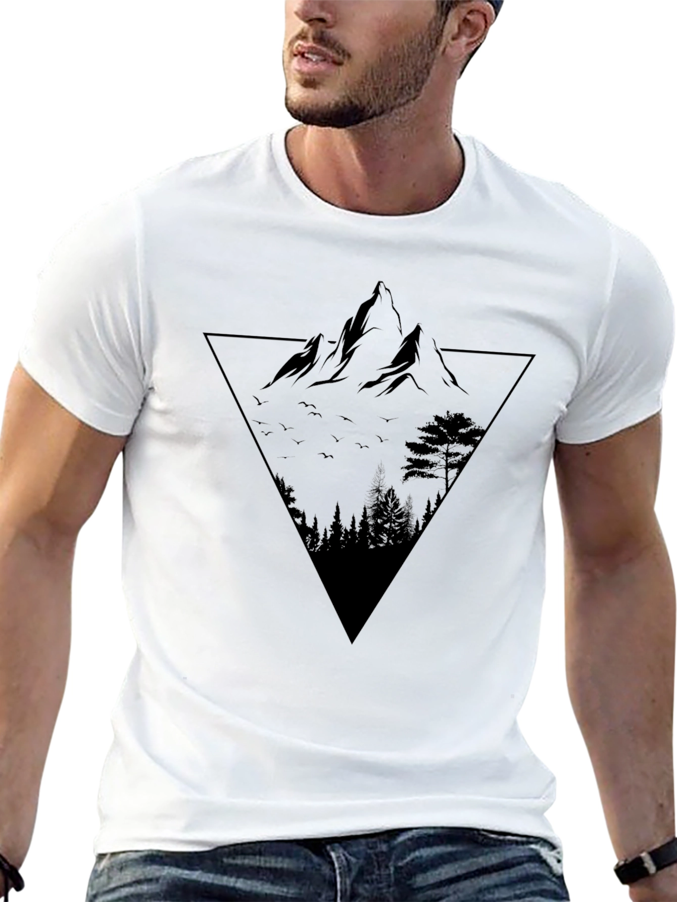 Mountain Peak Triangle Graphic Tee - Black