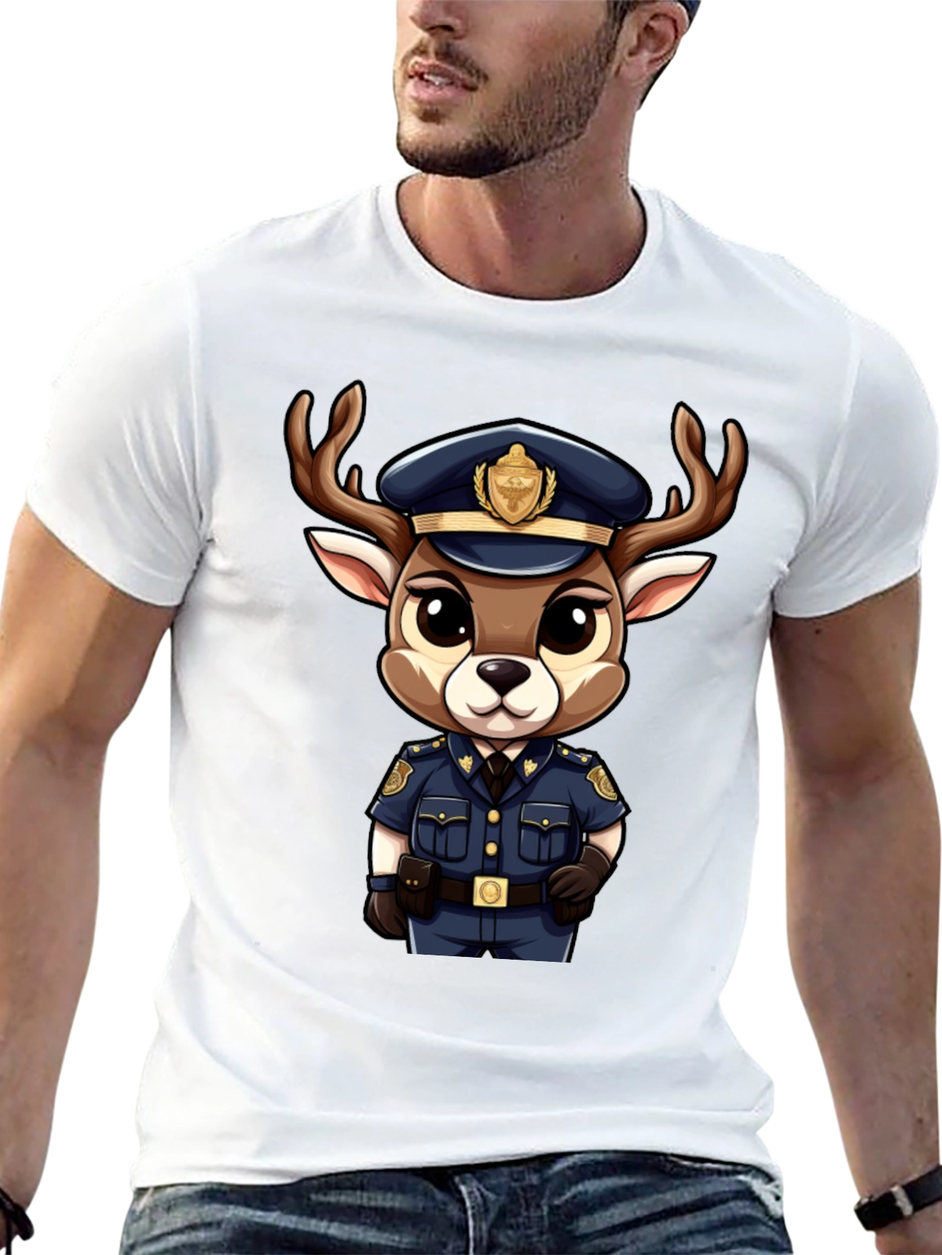 Cartoon Deer Police T-Shirt