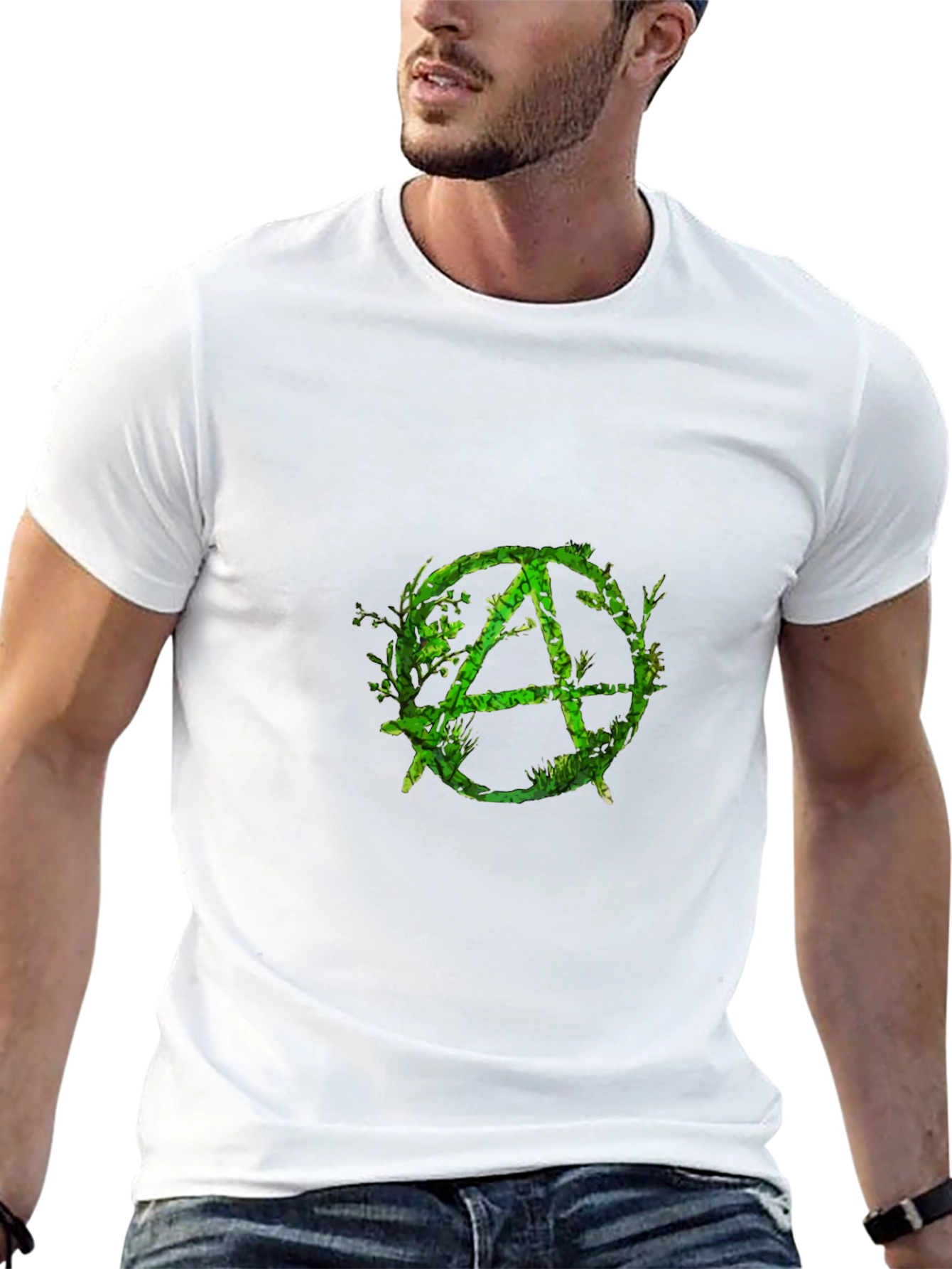 Green Anarchy Symbol Black T-Shirt