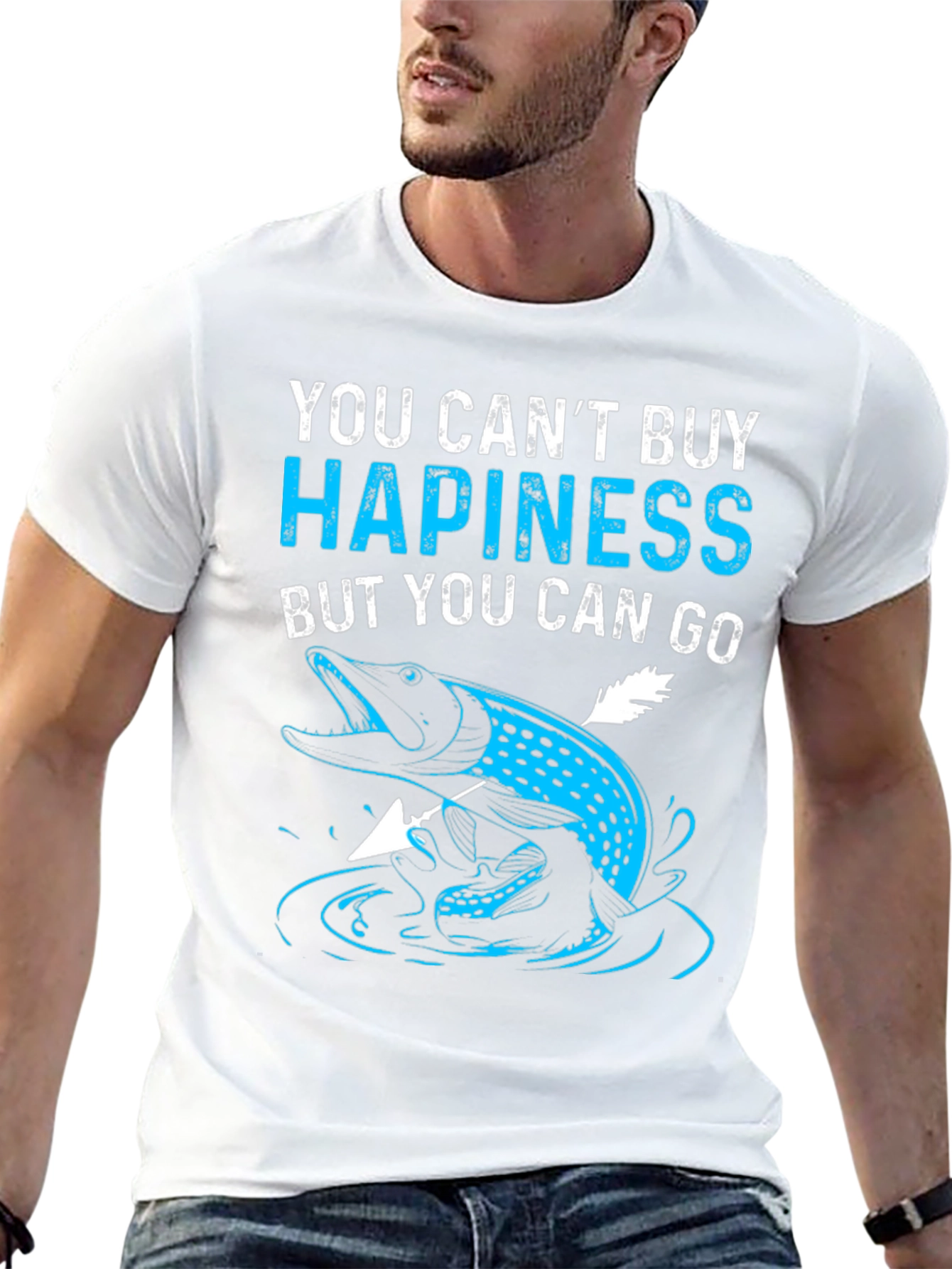 Fishing Lovers Black T-Shirt - You Cant Buy Hapiness