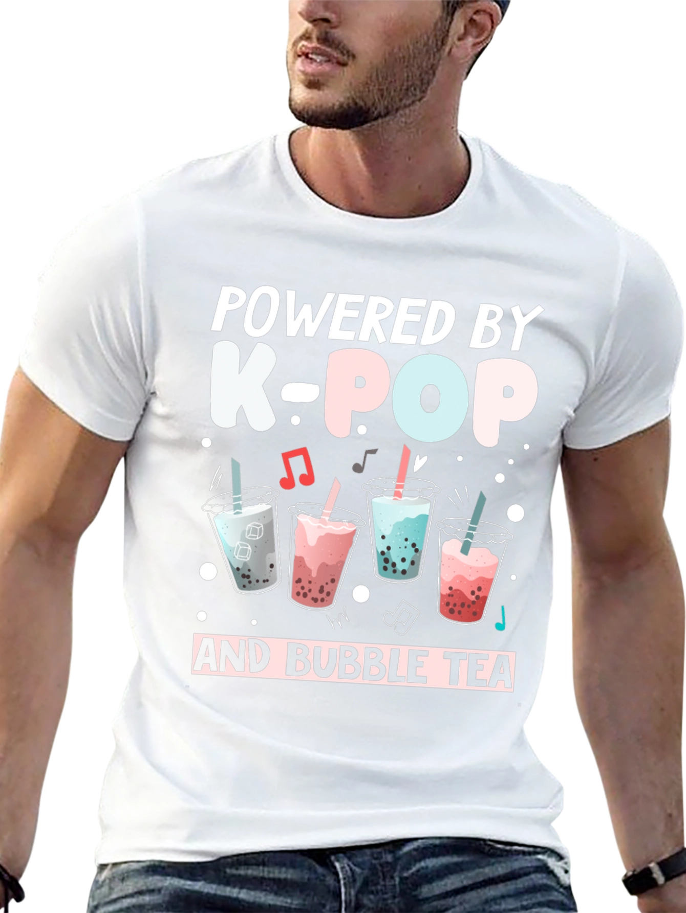 Powered by K-Pop & Bubble Tea Black T-Shirt
