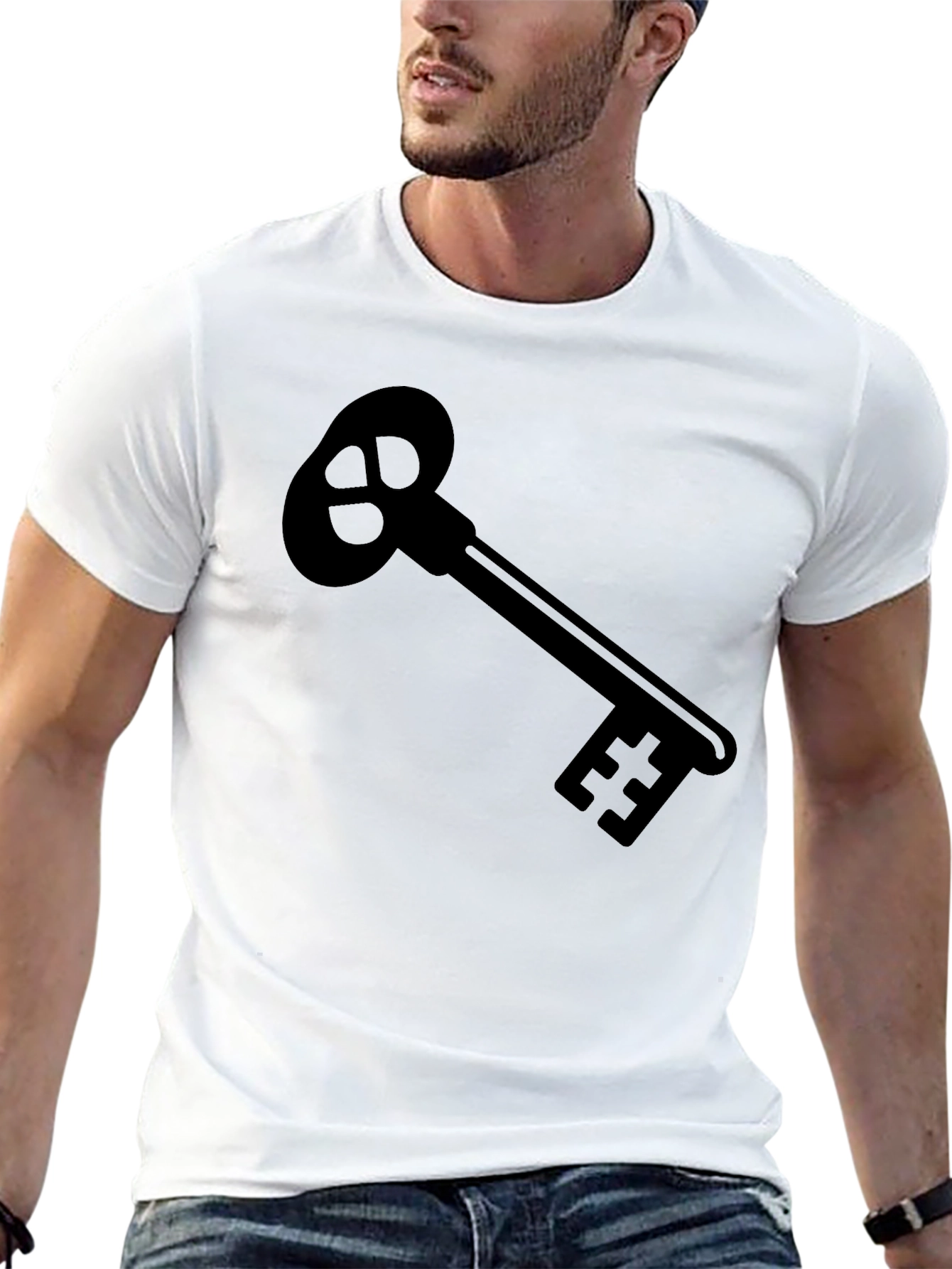 Black Key Graphic Tee - Stylish Cotton T-Shirt