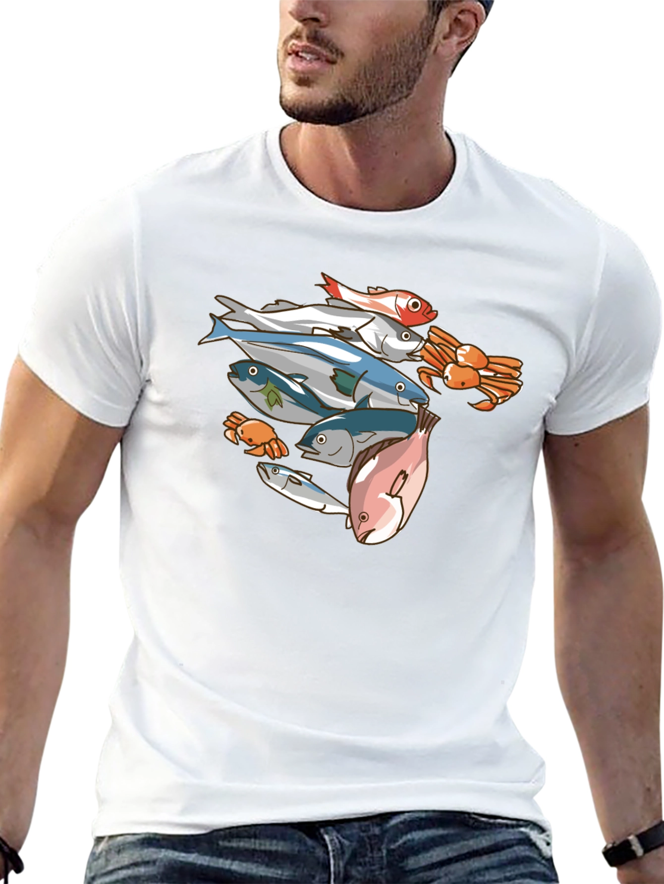 Seafood Graphic Tee - Mens Black T-Shirt