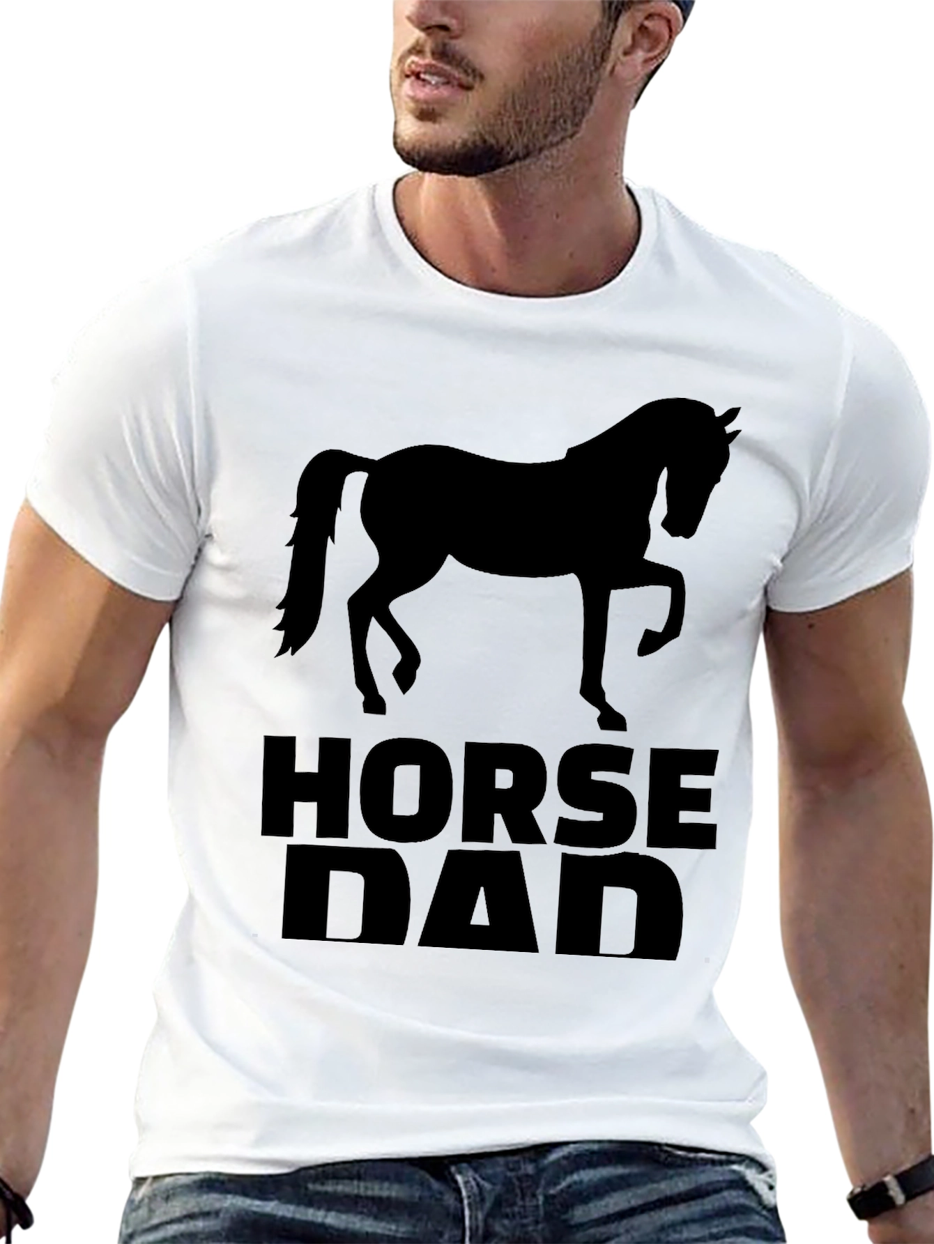 Horse Dad Black Graphic T-Shirt