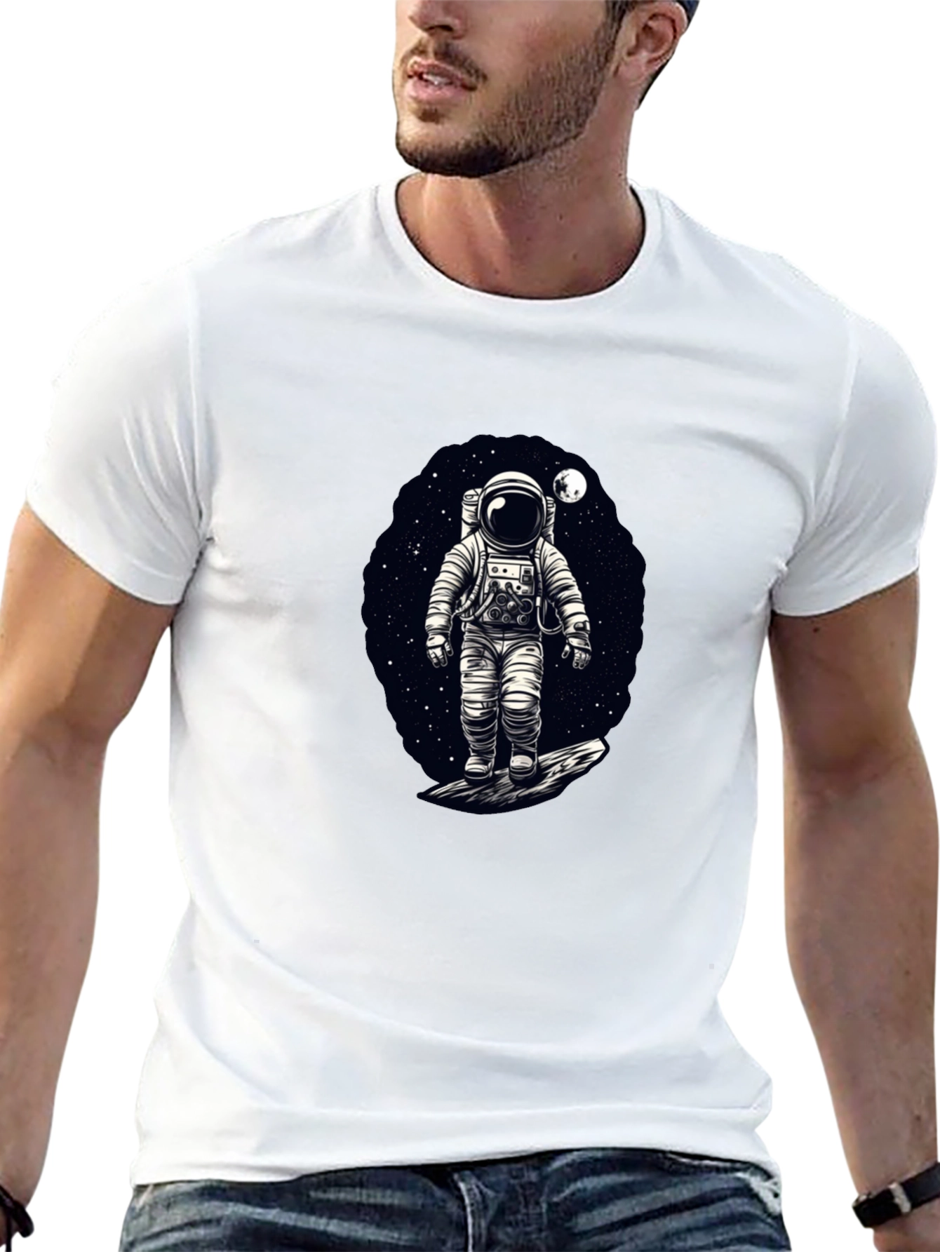 Astronaut in Space Graphic T-Shirt - Black