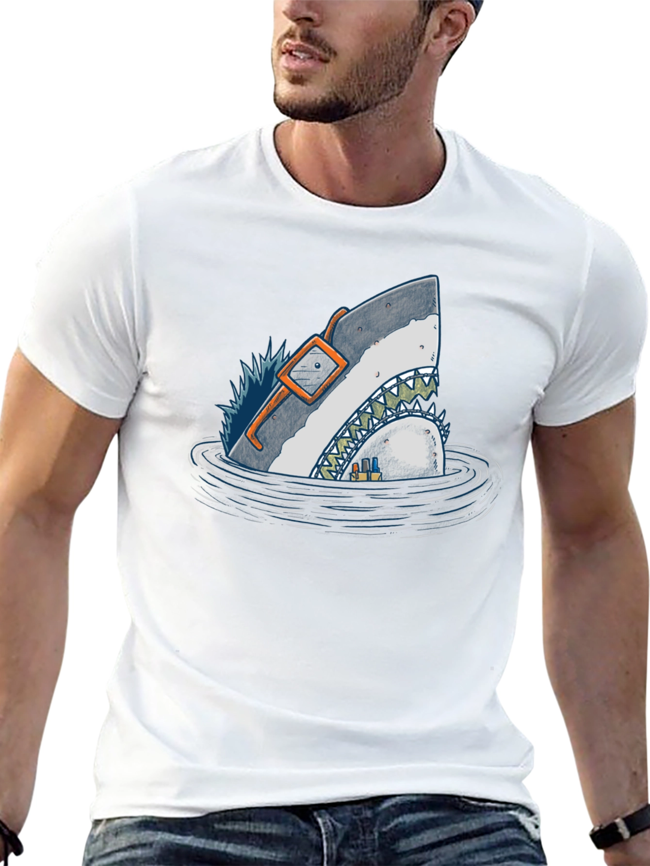 Shark in Water Graphic T-Shirt - Unique Design
