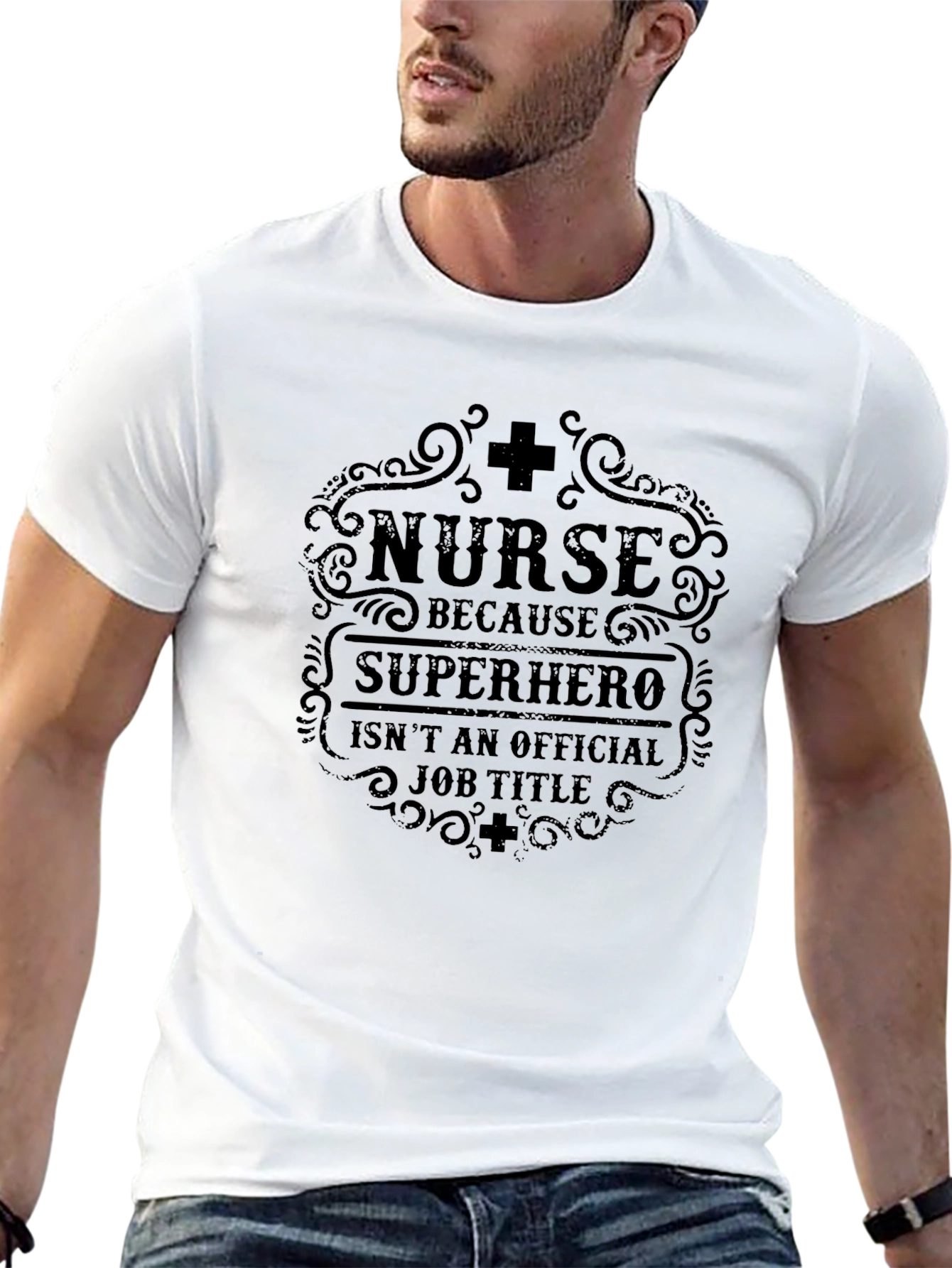 Nurse Superhero T-Shirt - Black Cotton Graphic Tee
