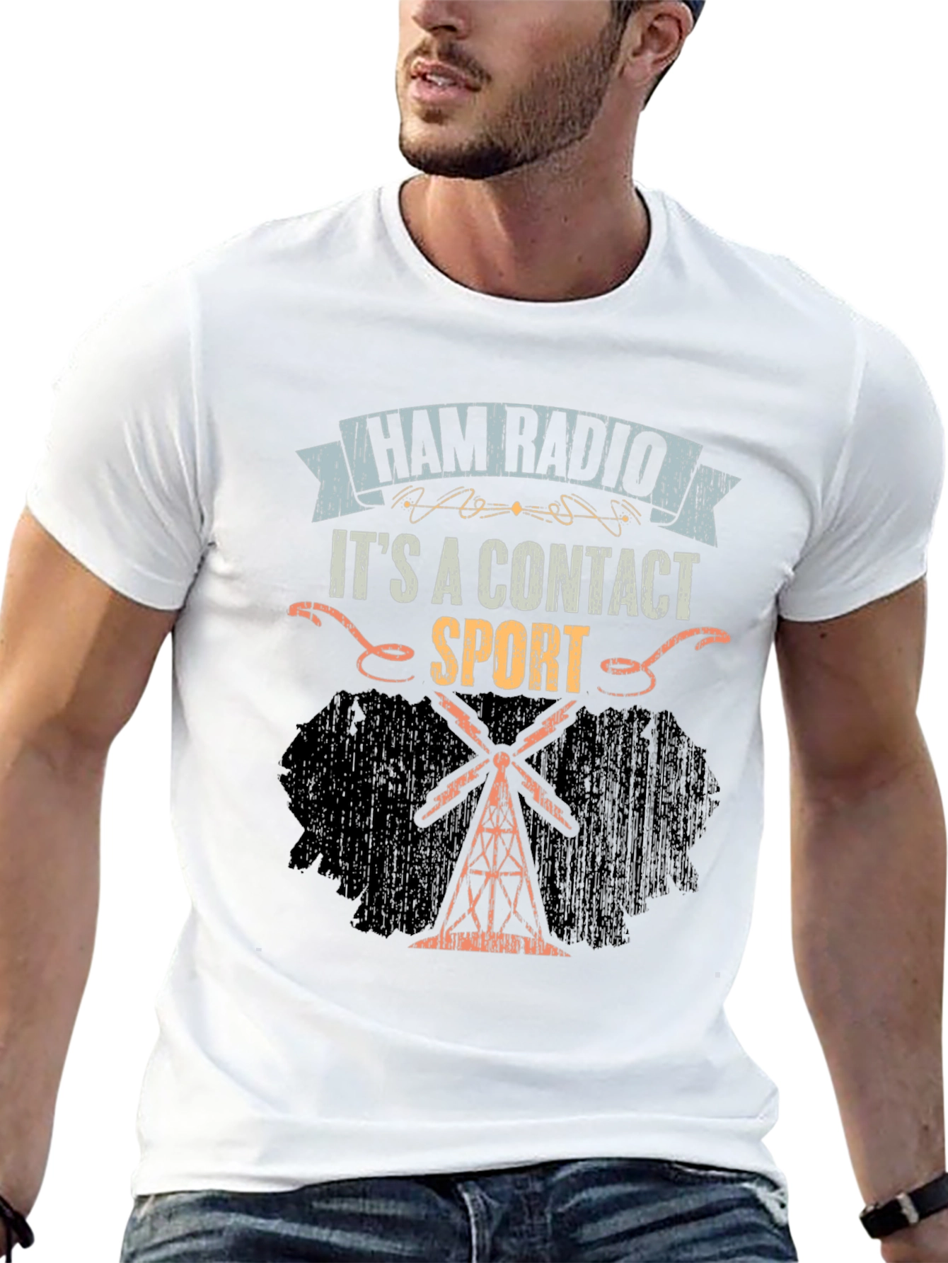 Ham Radio Contact Sport Black T-Shirt