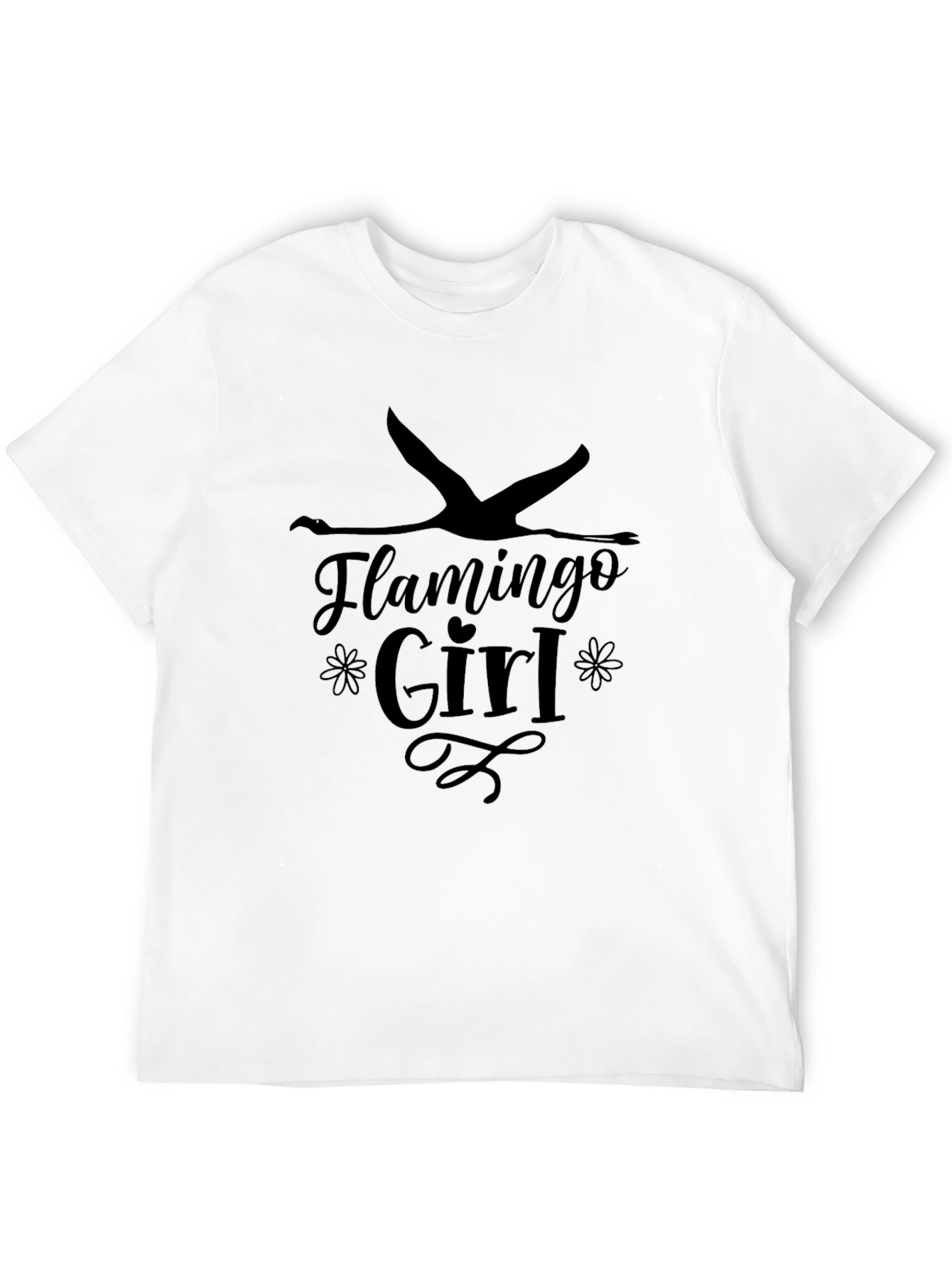 Flamingo Girl Graphic Tee - Black Unisex T-Shirt