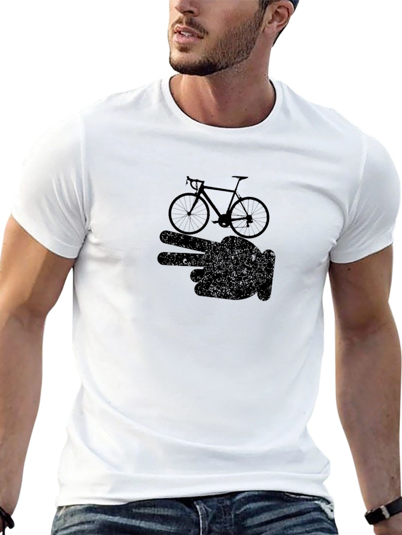 Cycling Hand Sign Graphic Tee - Black