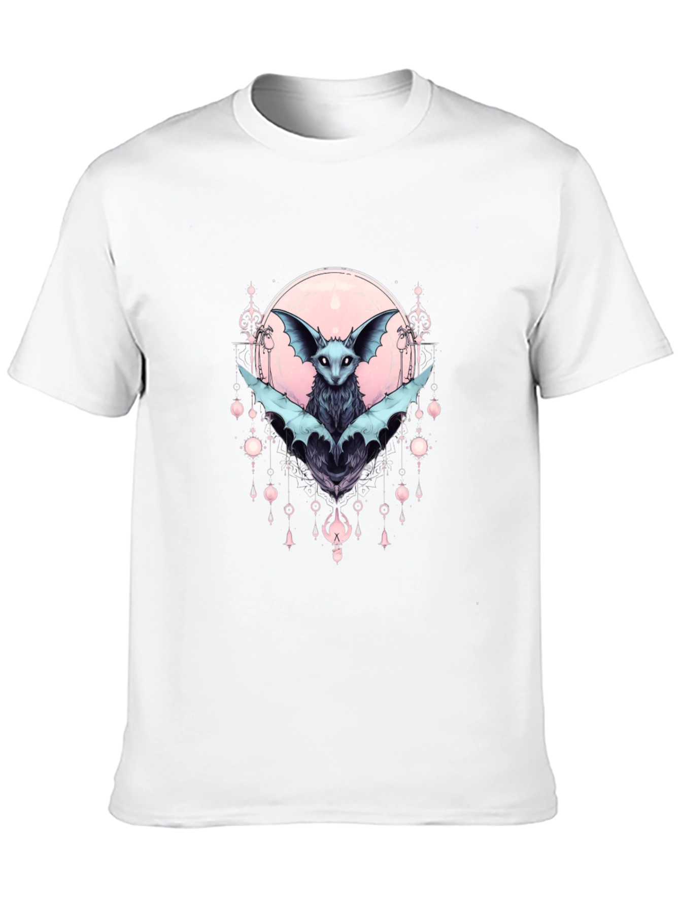 Gothic Bat Graphic Tee - Black Cotton T-Shirt