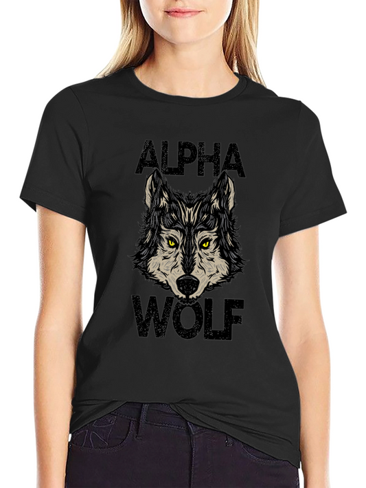 Alpha Wolf Graphic Print Black T-Shirt
