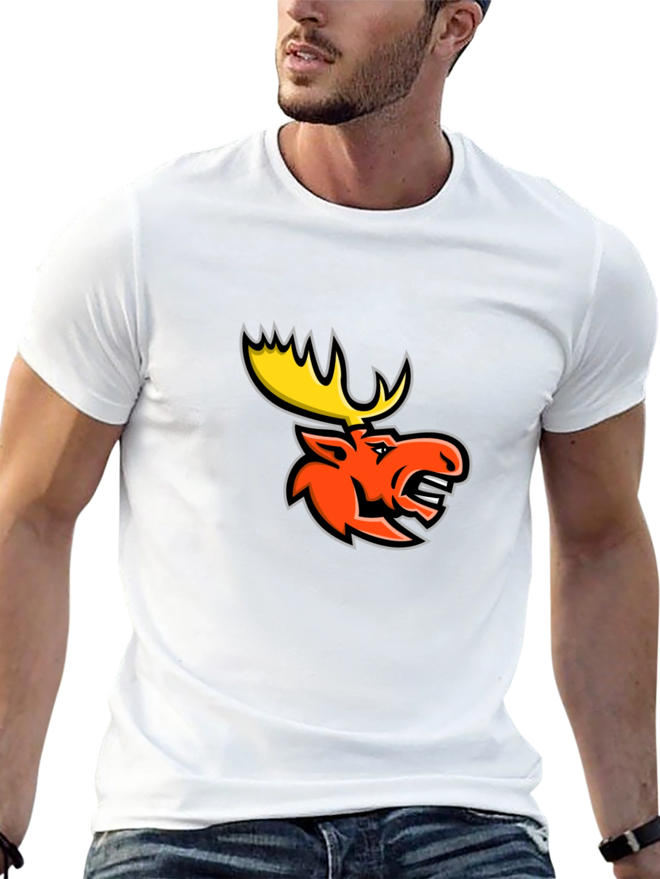 Black T-Shirt with Moose Graphic
