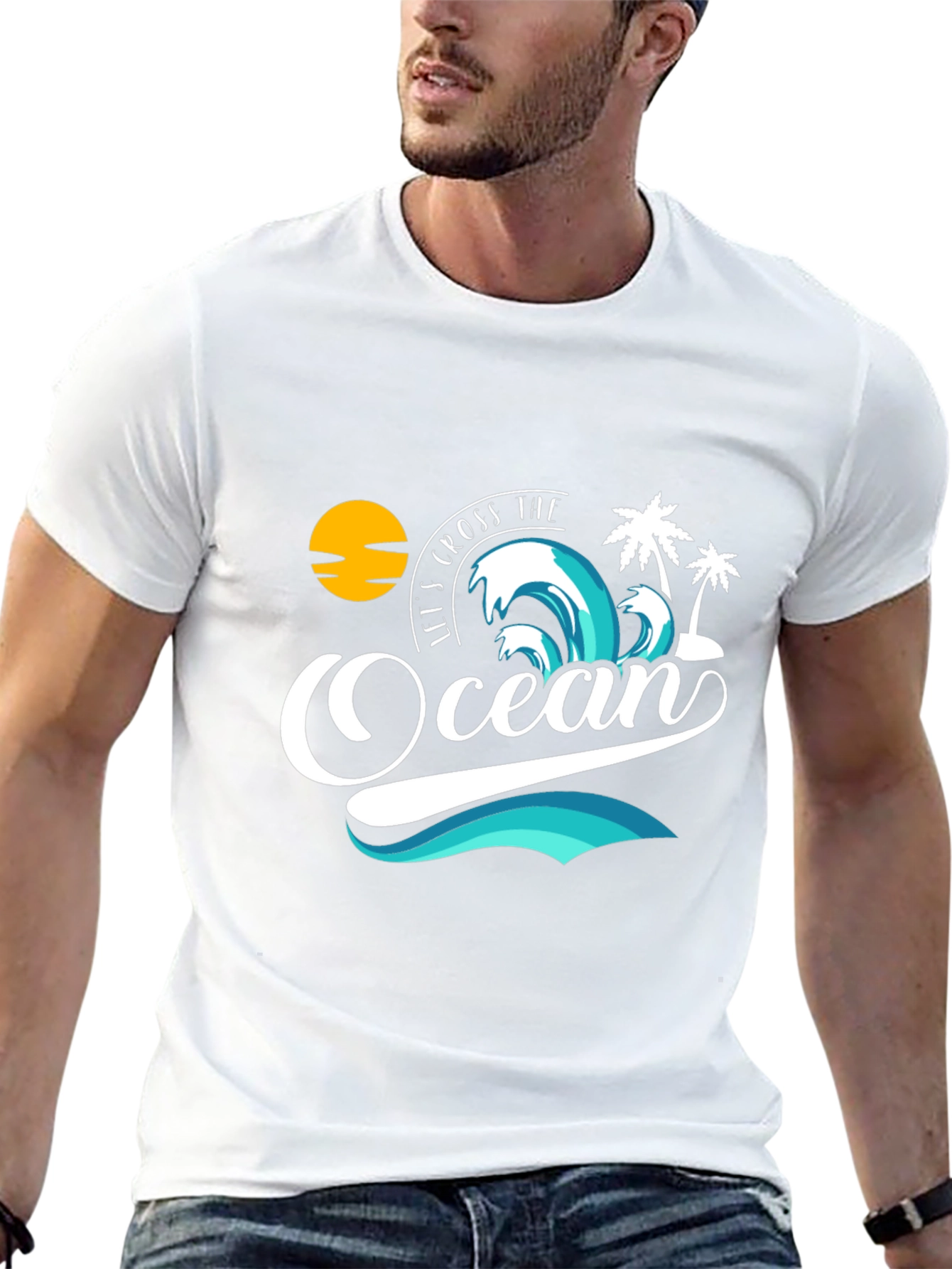 Ocean Graphic Print Black Tee