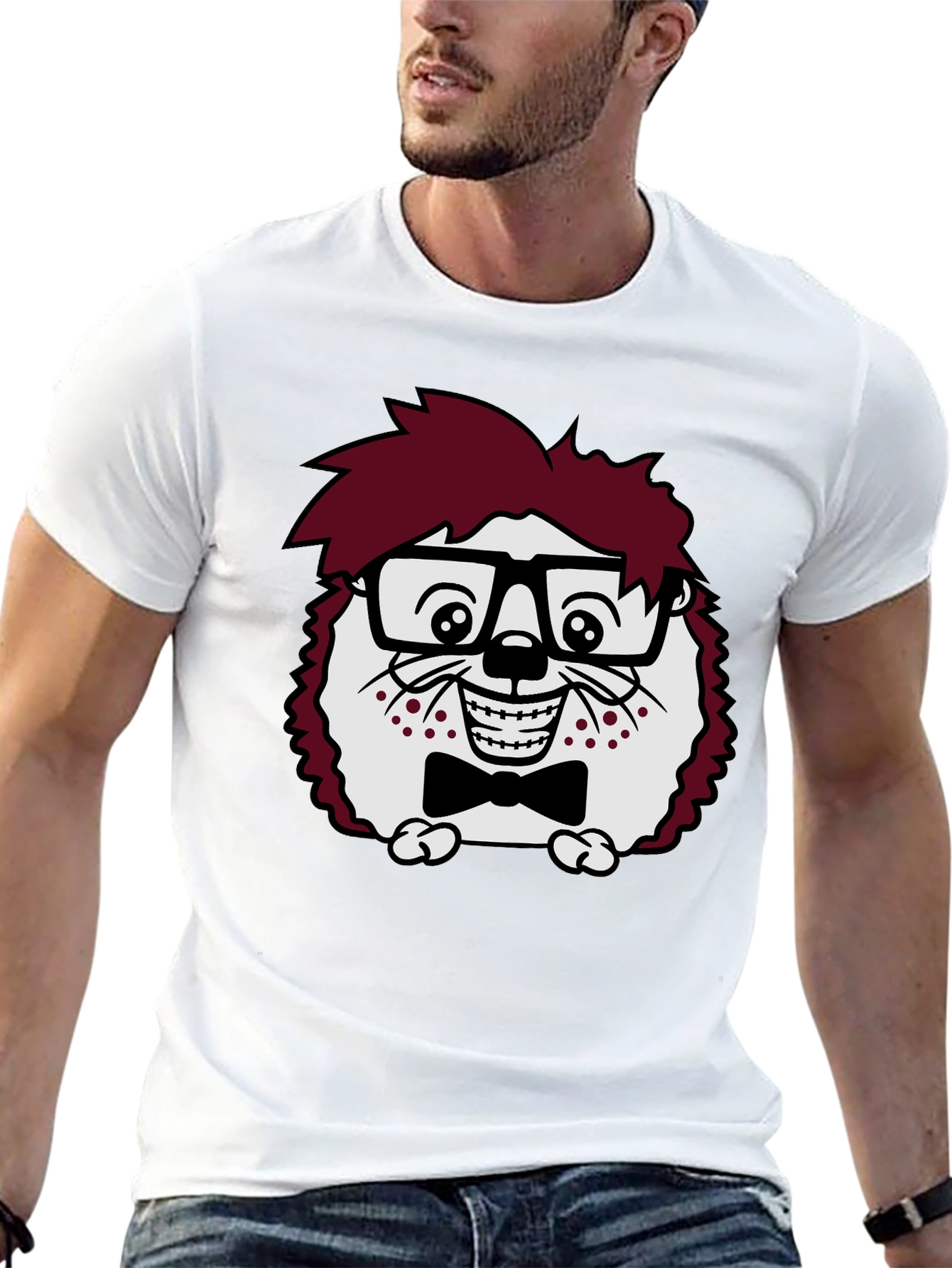 Funny Hedgehog Geek T-Shirt - Black Cotton Tee