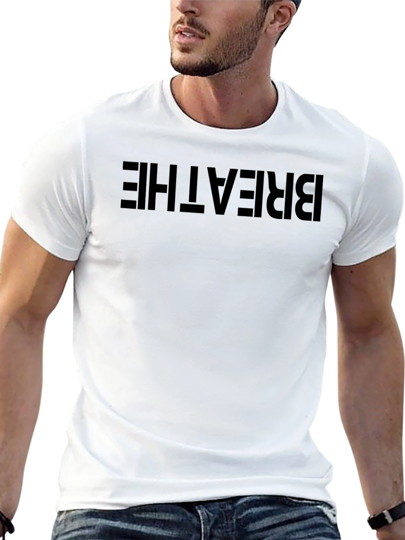 Breathe Graphic Tee - Black Cotton Blend T-Shirt