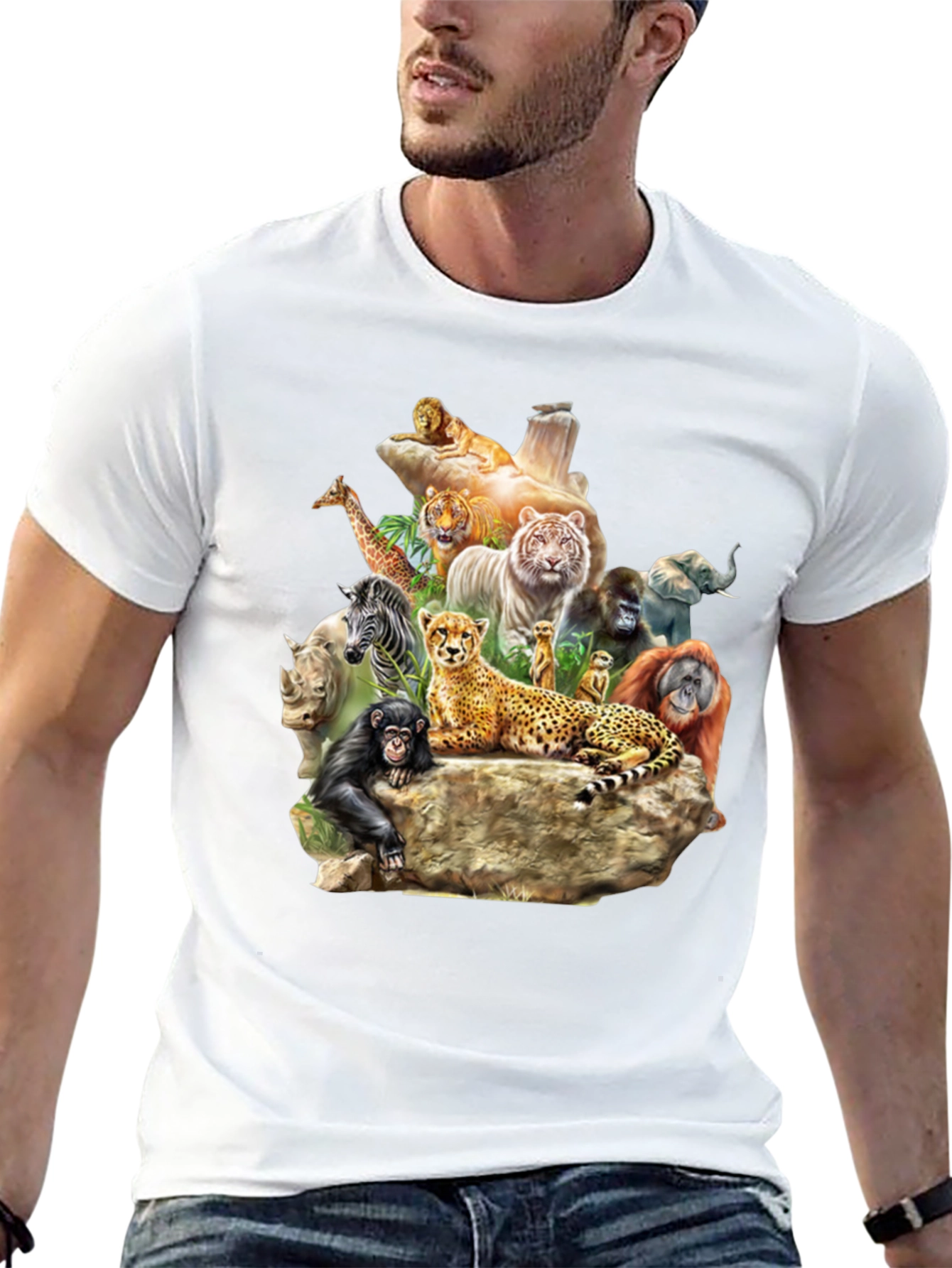 Wildlife Animals Graphic T-Shirt - Black