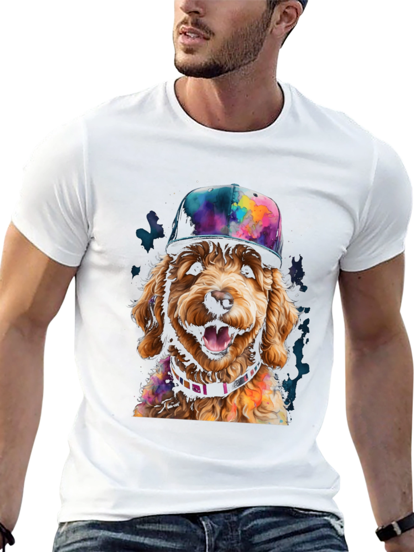 Dog in Hat Graphic Tee - Cool Pup Design