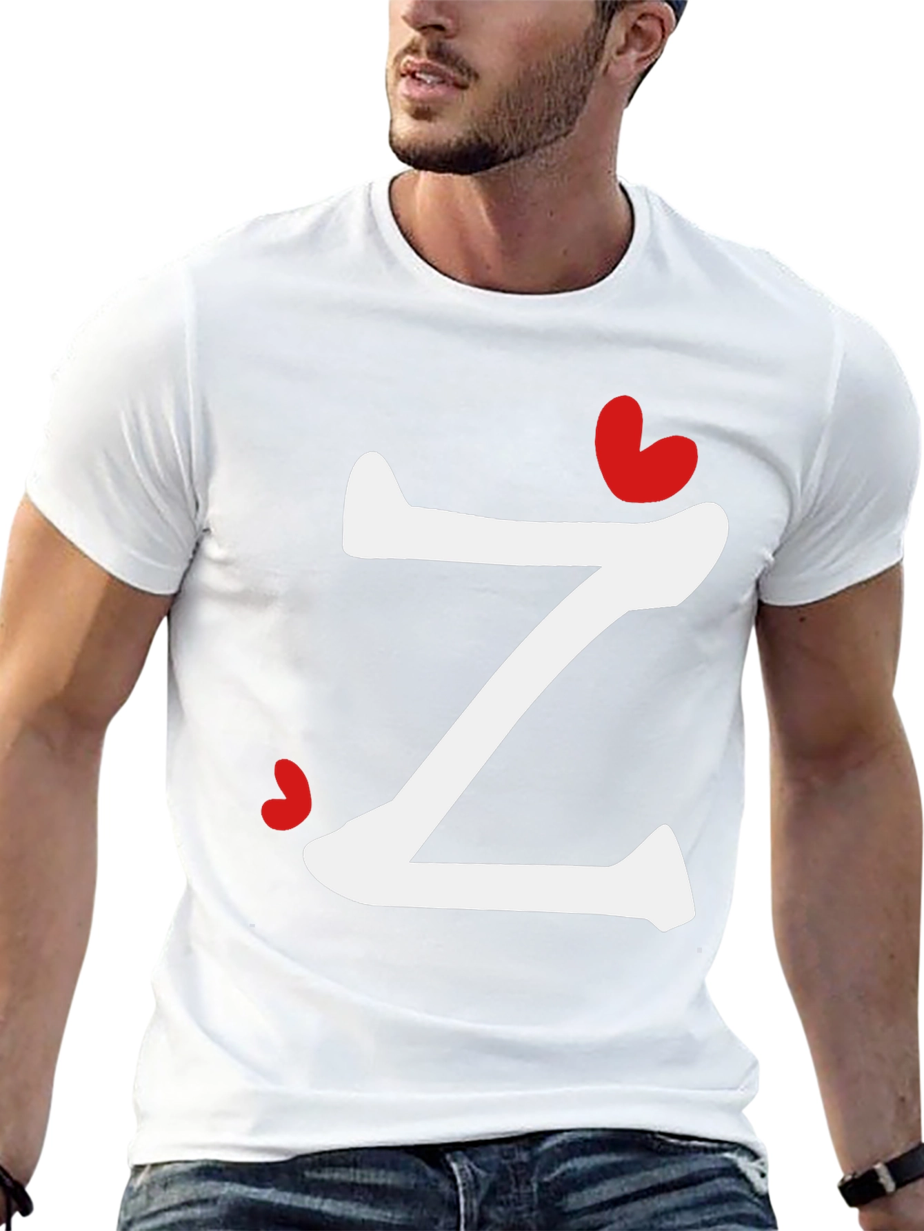Letter Z Heart Graphic T-Shirt - Modern Casual Tee