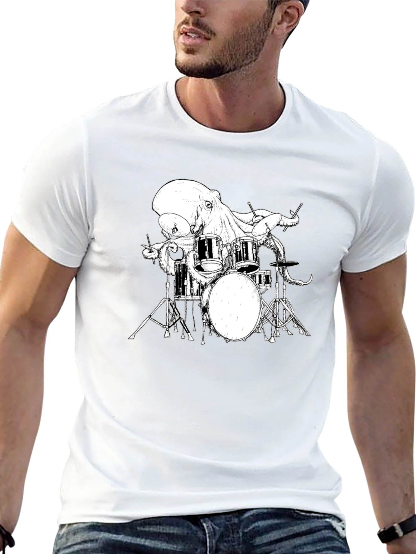 Octopus Drummer Graphic T-Shirt