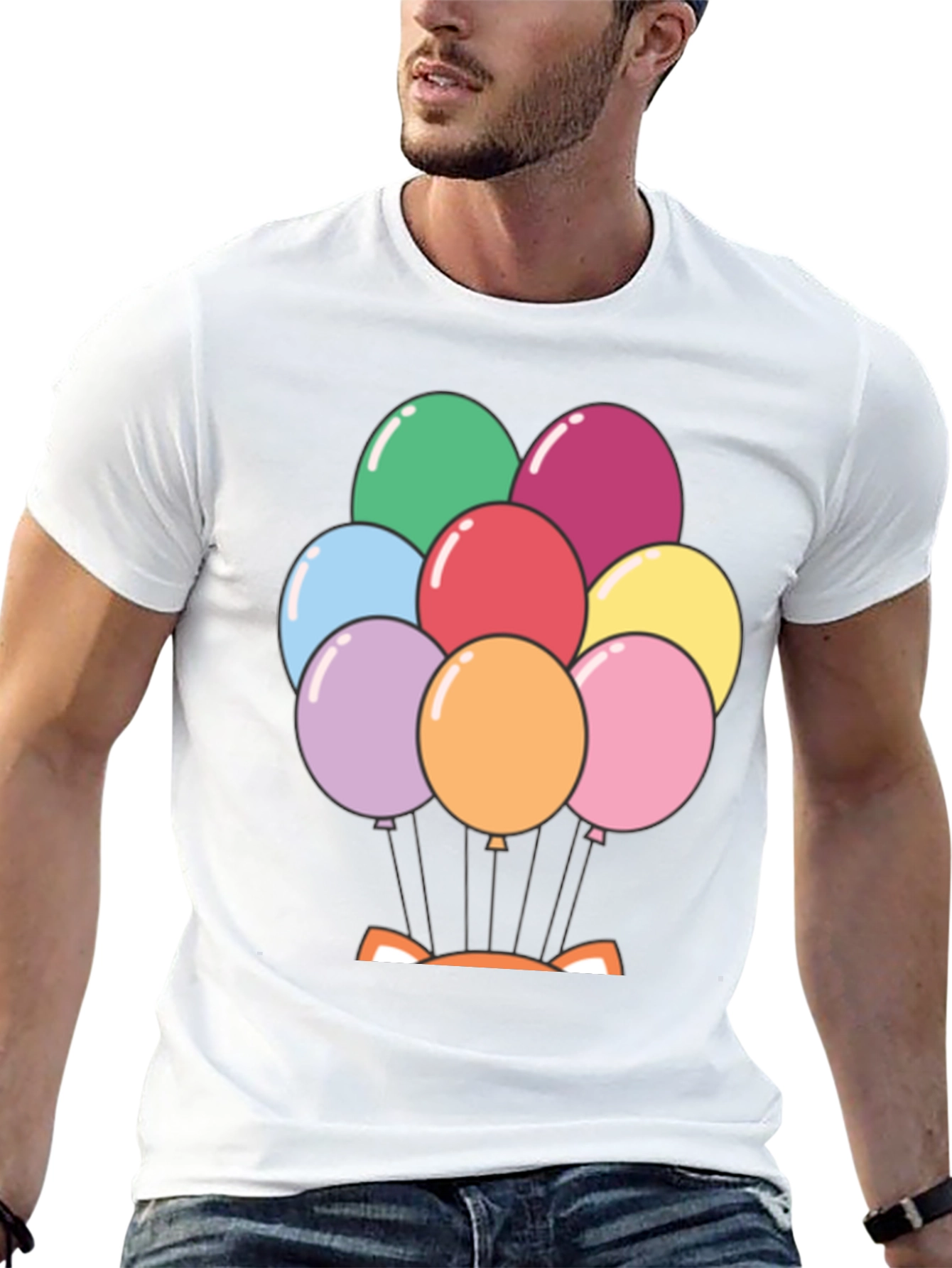 Balloon Fox Graphic Tee - Fun Novelty Shirt