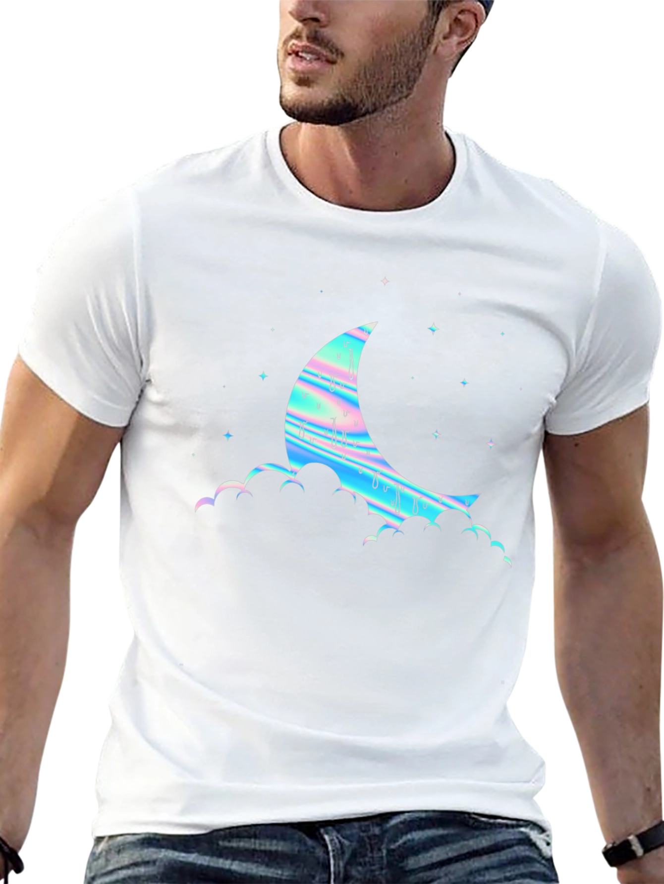 Dreamy Moon Graphic Tee - Black Cotton Blend