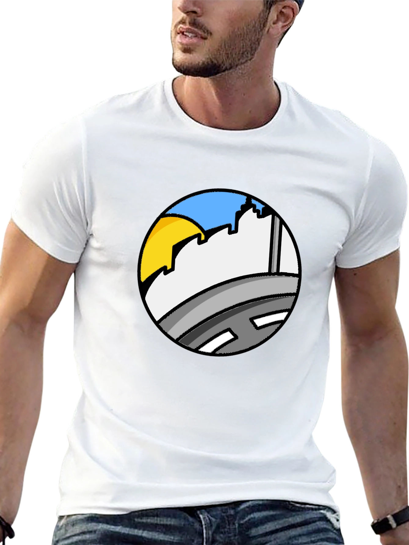 Cityscape Circle Tee - Urban Style Black T-Shirt