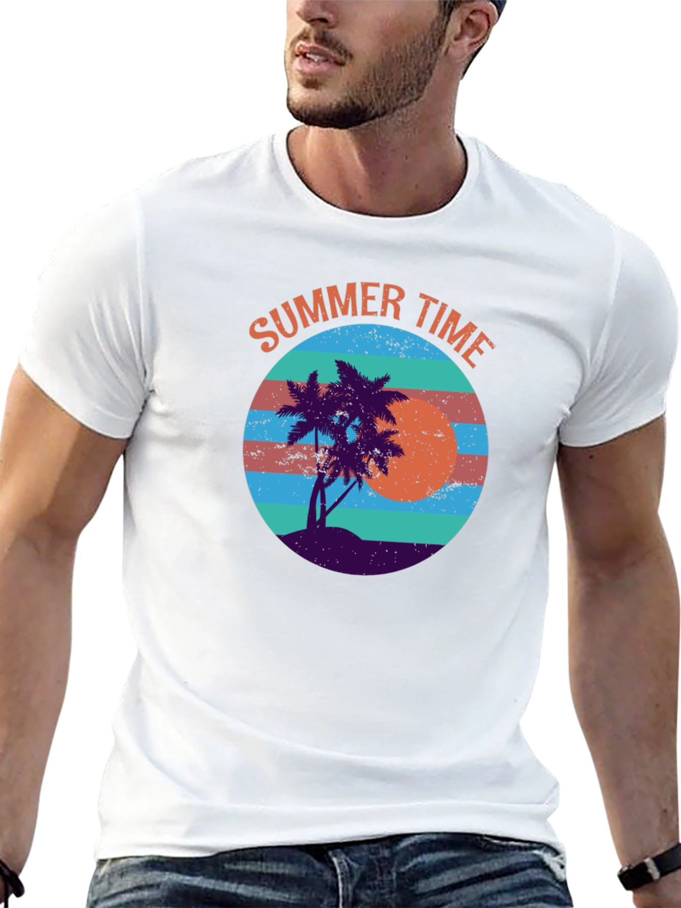 Summer Time Graphic Tee - Retro Beach Vibes