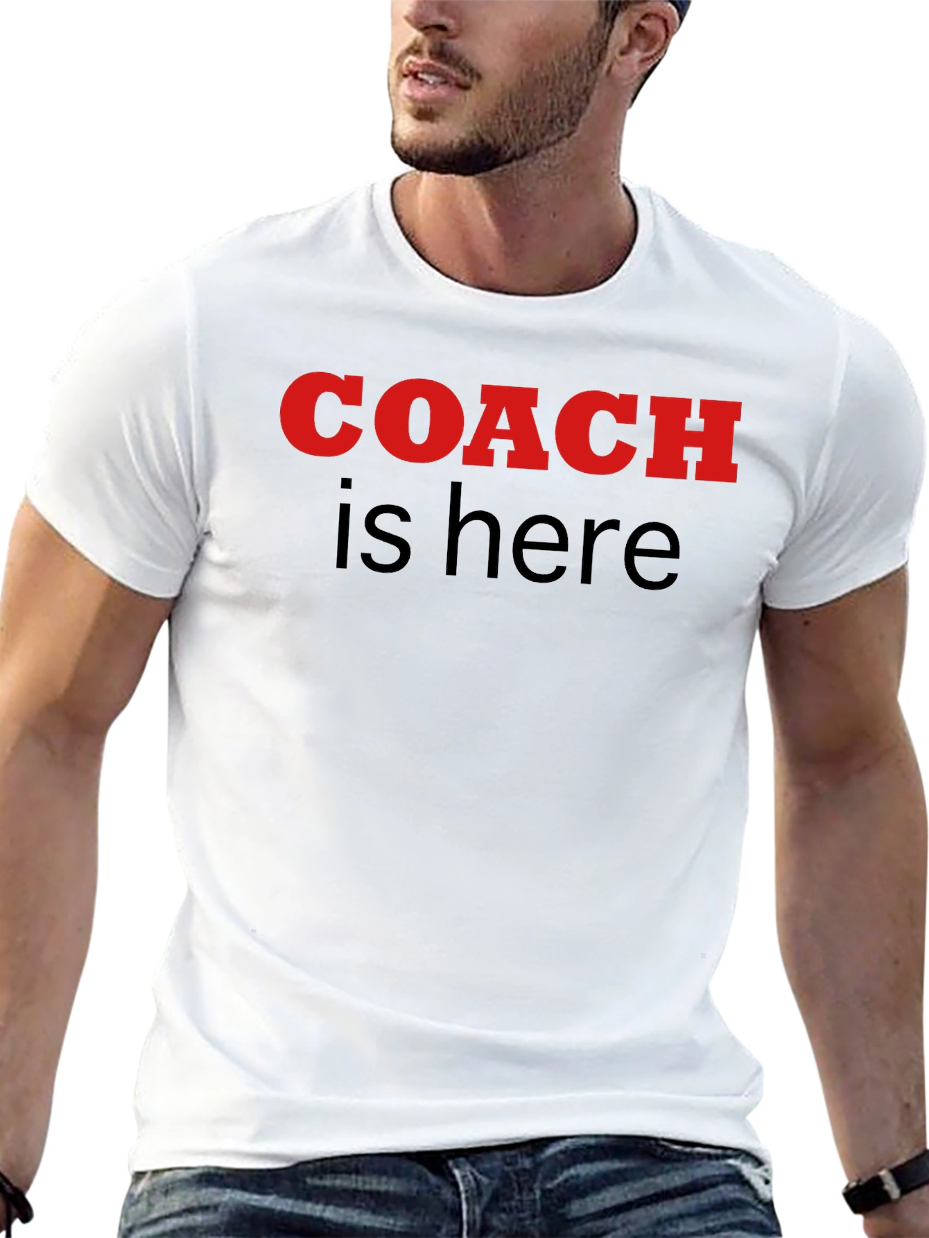 Coach Is Here Graphic Tee - Black Cotton T-Shirt