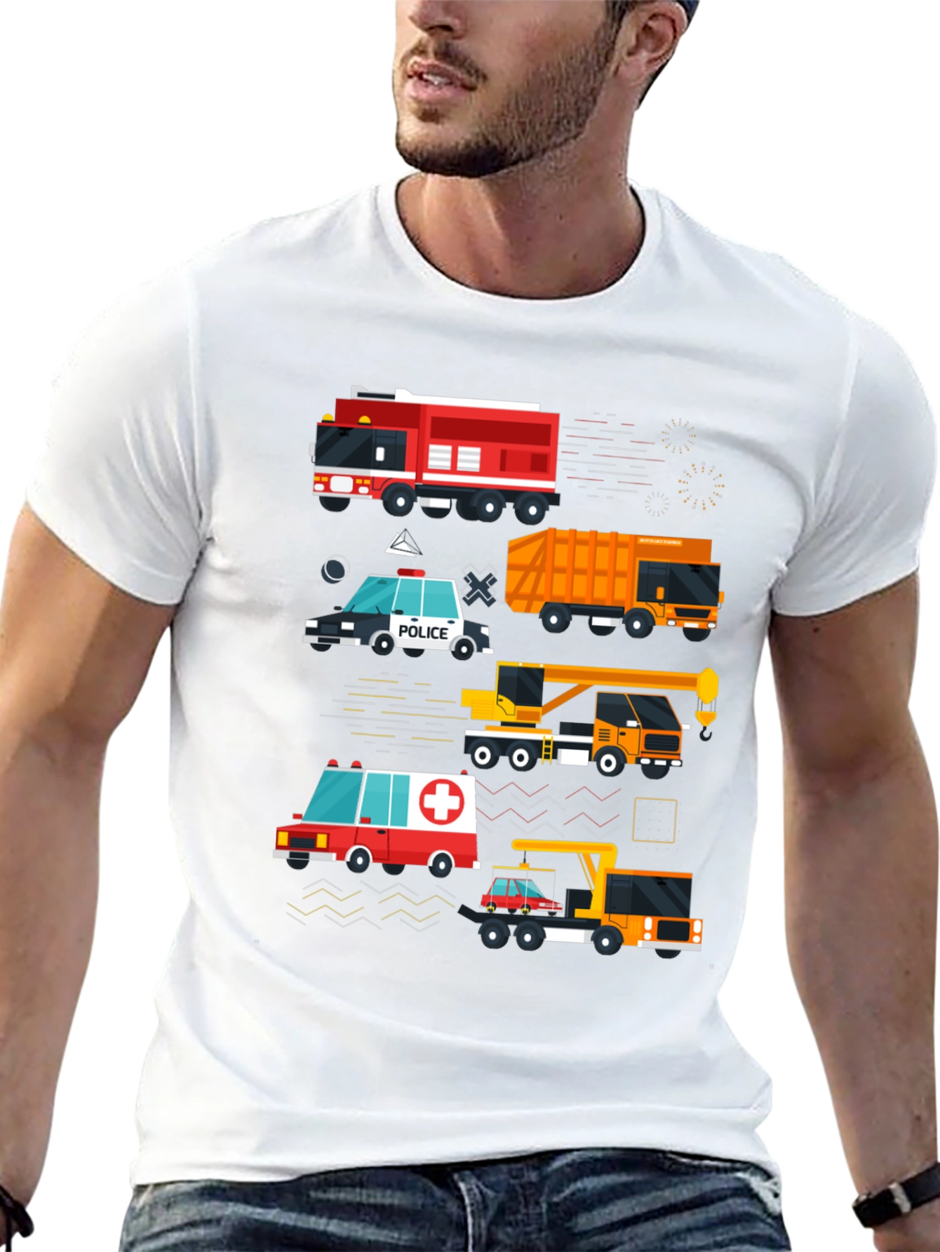 Cartoon Vehicle Graphic Tee - Black
