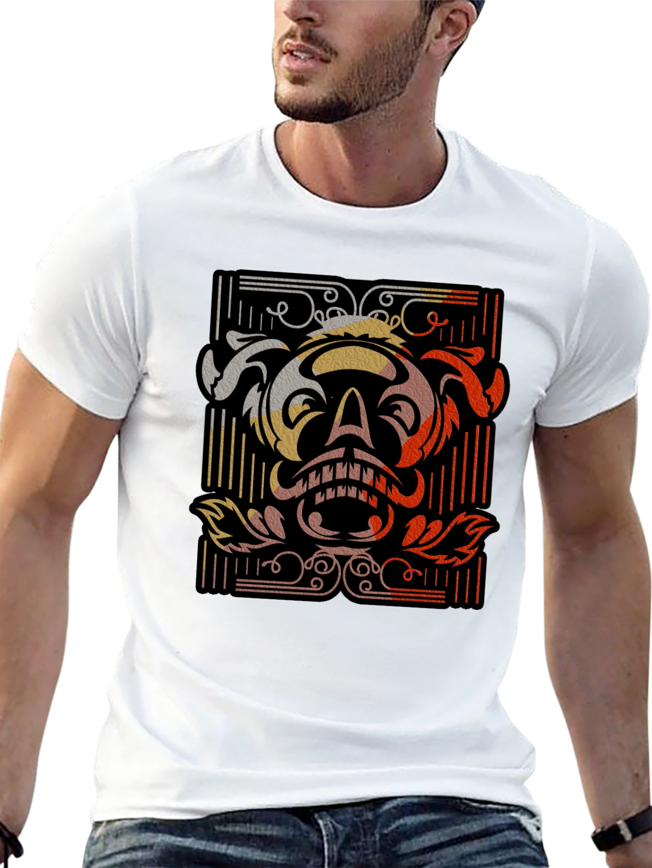 Skull Graphic Black T-Shirt - Unique Retro Design