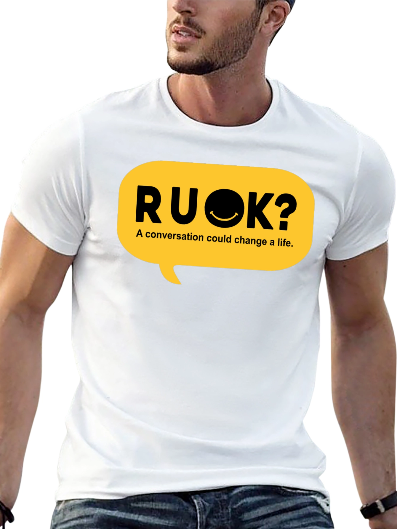 RU OK? Black Graphic T-Shirt - Conversation Starter