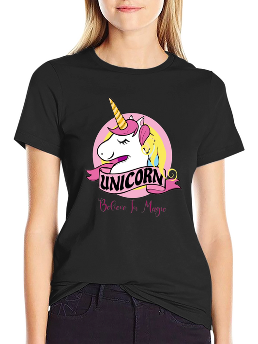 Unicorn Believe In Magic Black T-Shirt